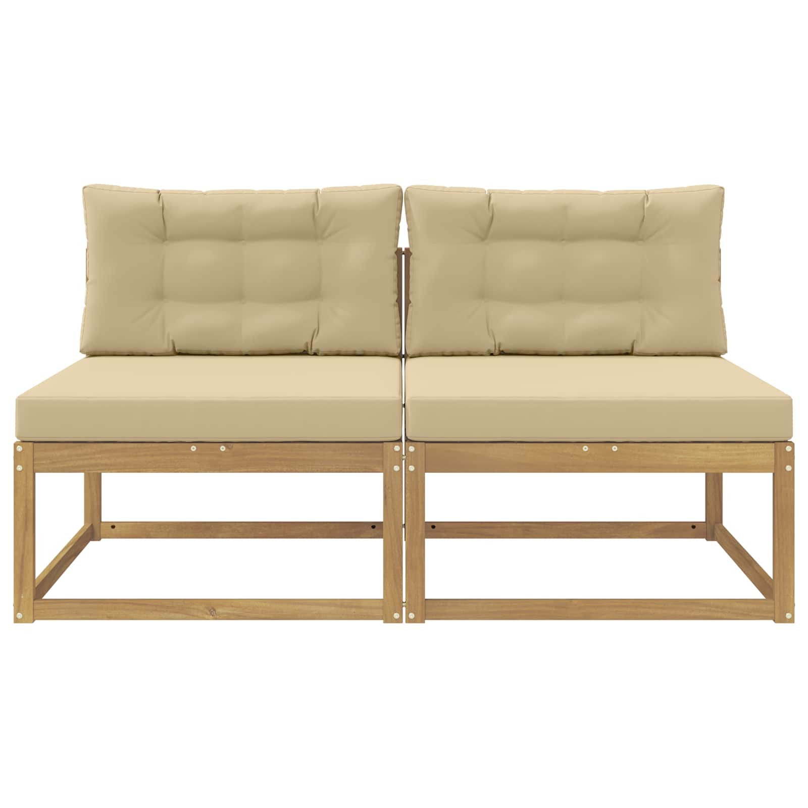 vidaXL Sofaelement 2 Stück Outdoor Mittelsofa Polyester Weiß (2 St)