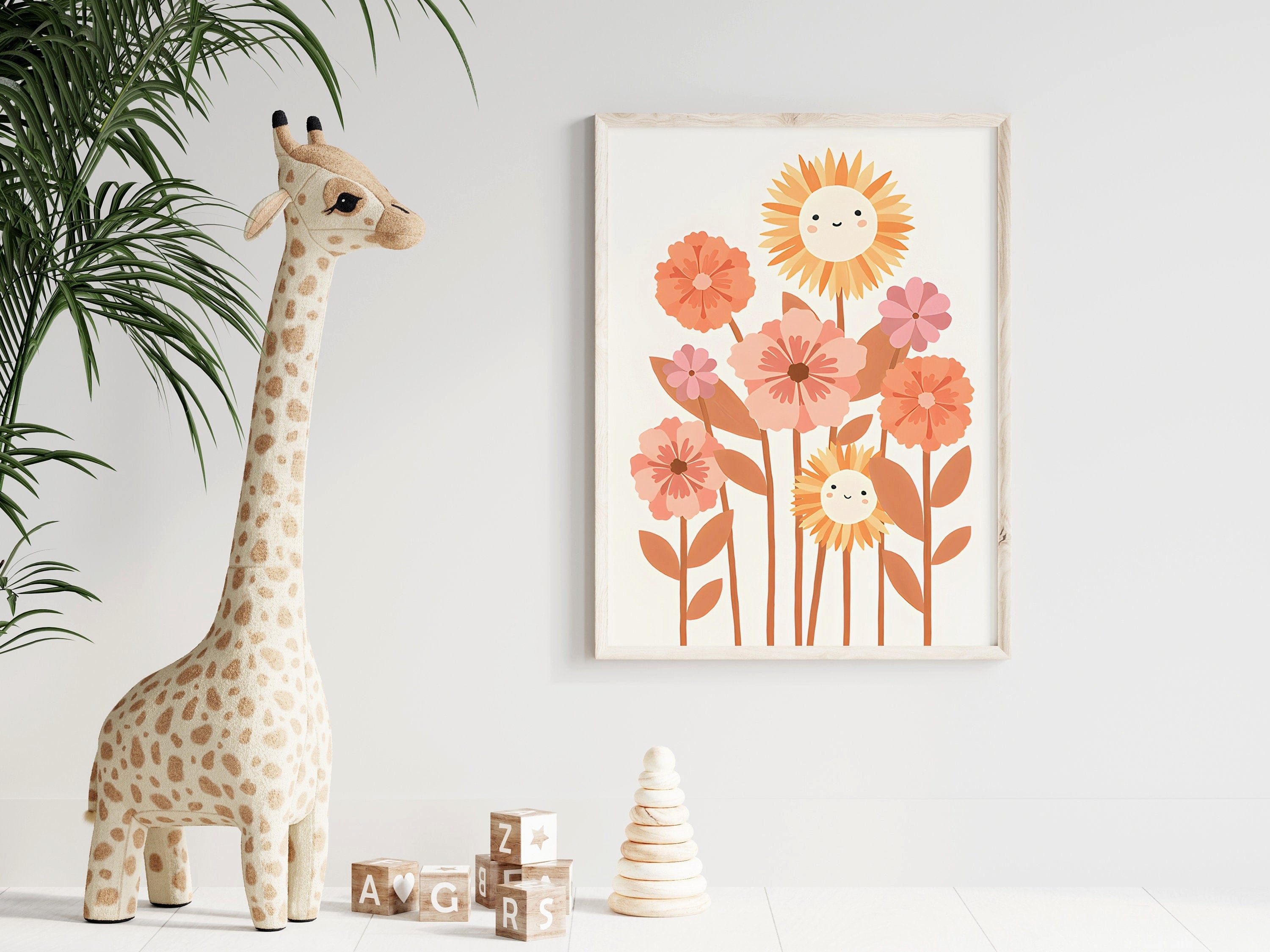 JUSTGOODMOOD Poster Kinderzimmer Sonnenstrahlen Regenbogen Herzen Blumen Kinderzimmer Bild, Sonnenstrahlen (1 St)