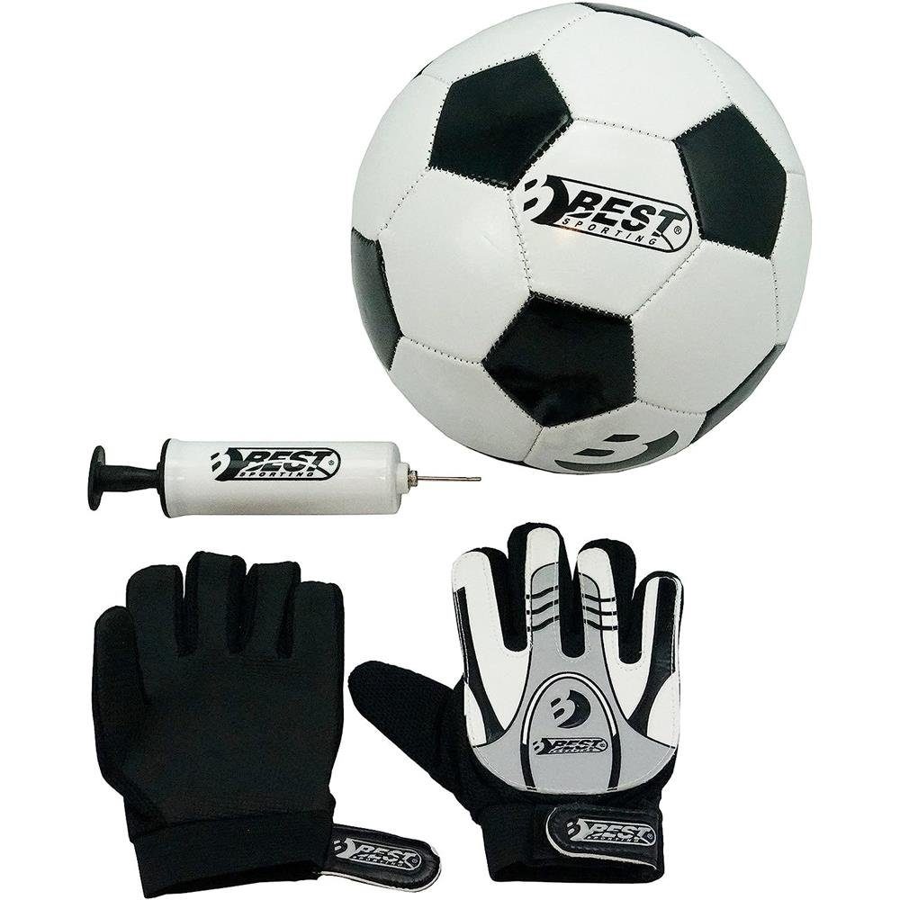 Best Sporting Fußball (Set), 3 teilig, mit Torwarthandschuhe Gr. 6 und Ballpumpe