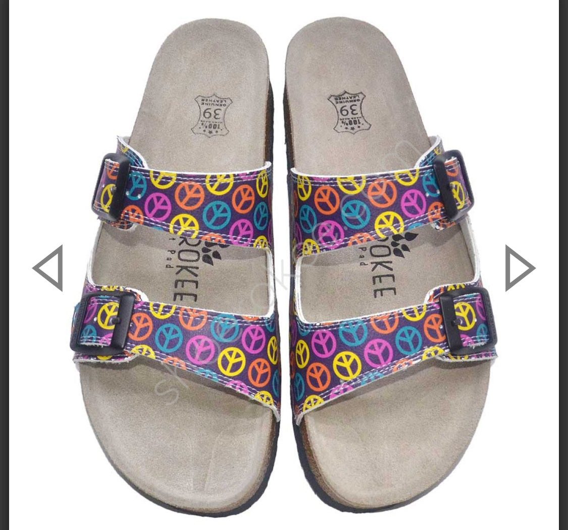 Hochwertige und bequeme Damensandalen mit einem Friedenssymbol-Thema Sandale