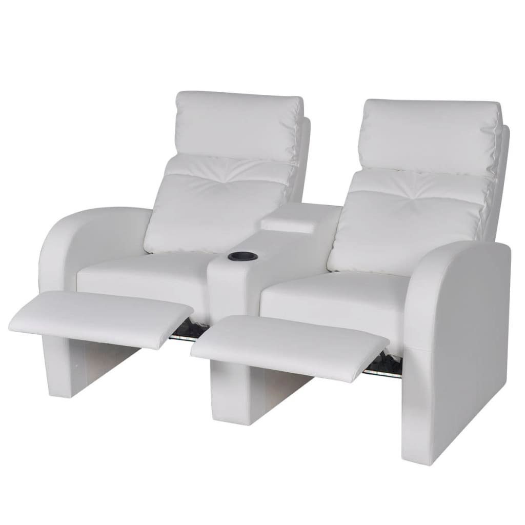vidaXL Sofa Relaxsessel Weiß Kunstleder 2-Sitzer mit LED
