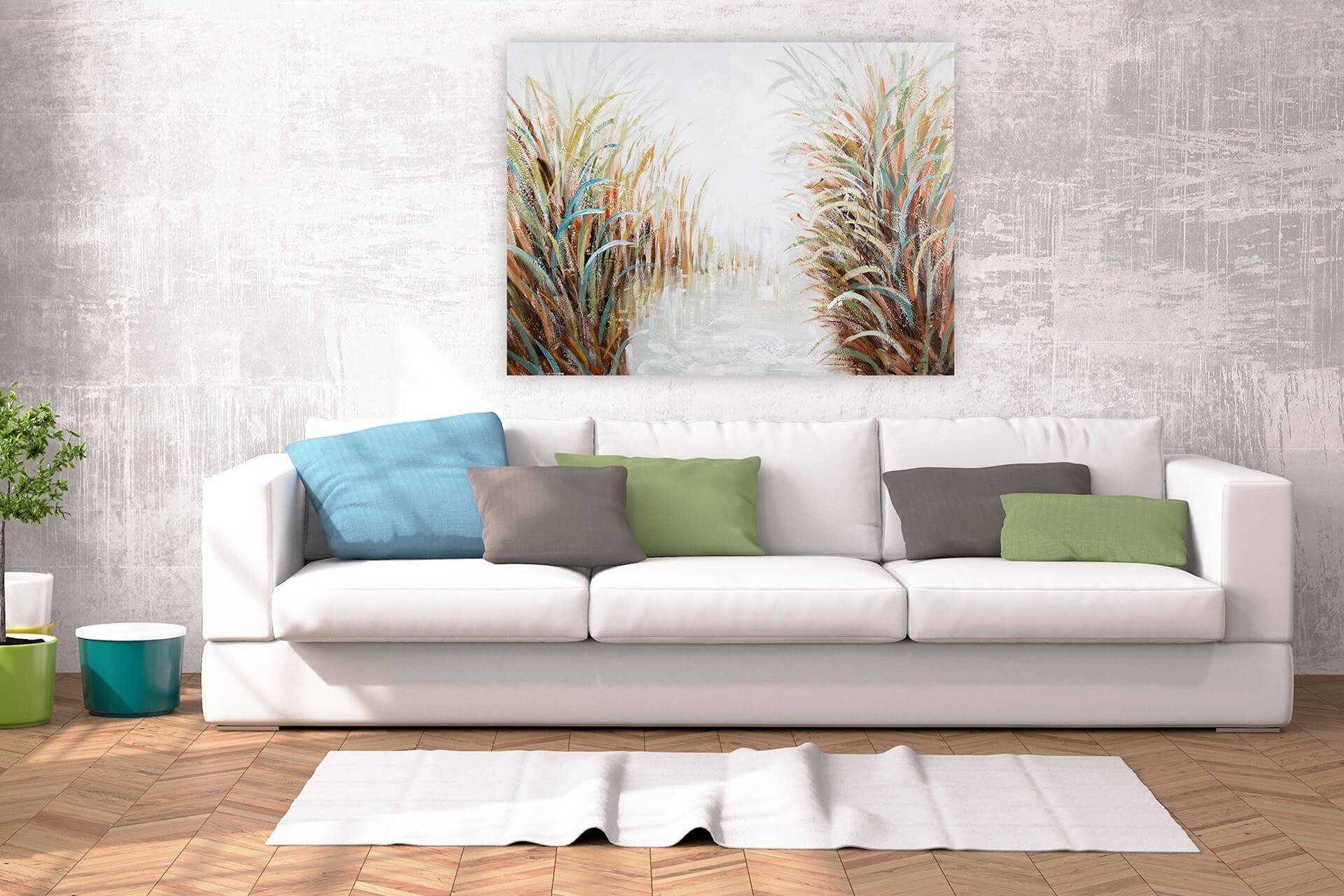 100% 100x75 Gemälde Wandbild KUNSTLOFT HANDGEMALT Wohnzimmer der Leinwandbild cm, Natur Ader