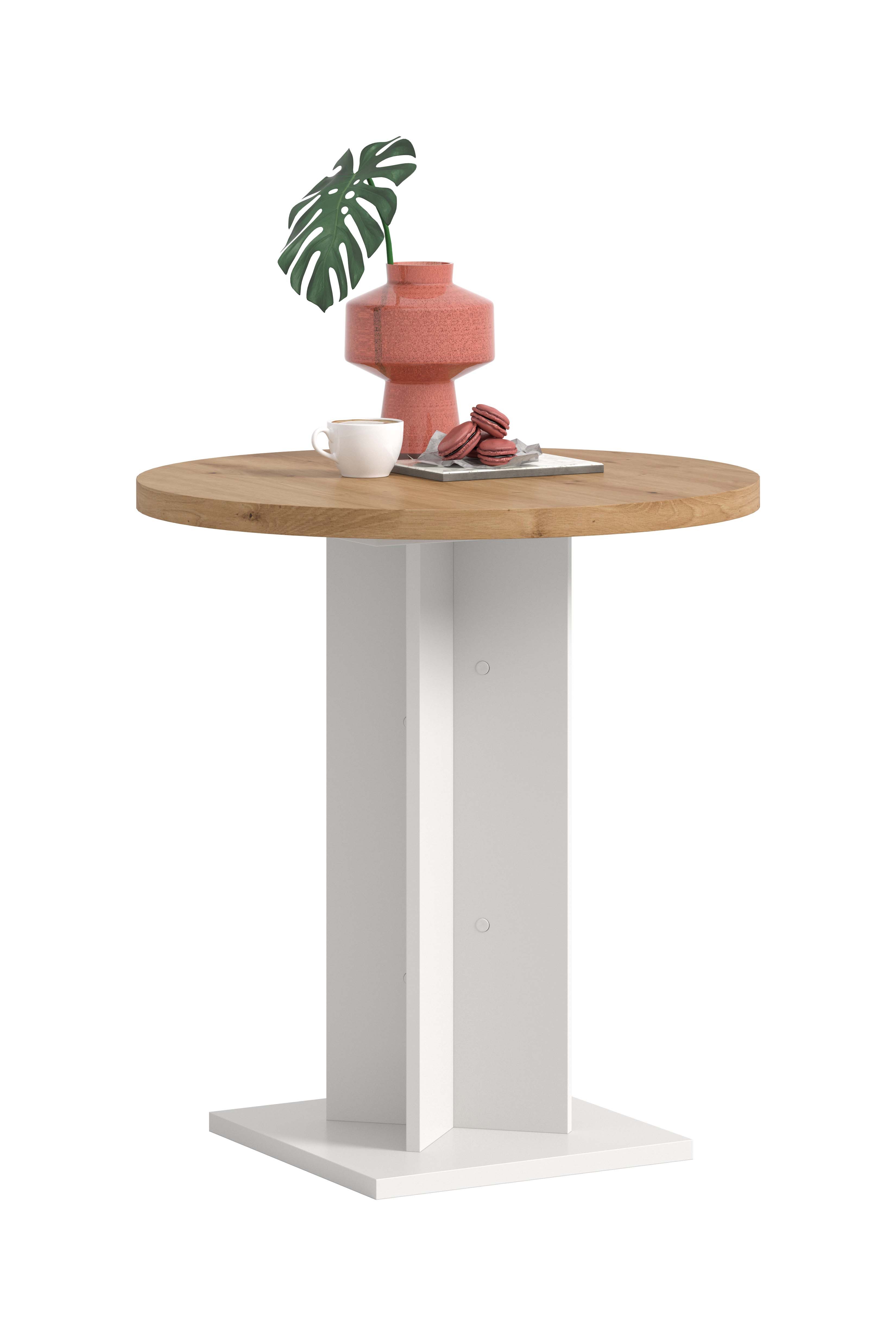 furnling Esstisch Gusto, stabiles Winkelgestell, ummantelte Tischkante, rund, Höhe 76 cm
