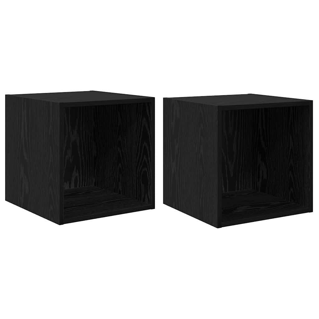 vidaXL Regal Wandschrank Wandhalterung 2 Stk. Schwarz Eichen-Optik, 2-tlg.