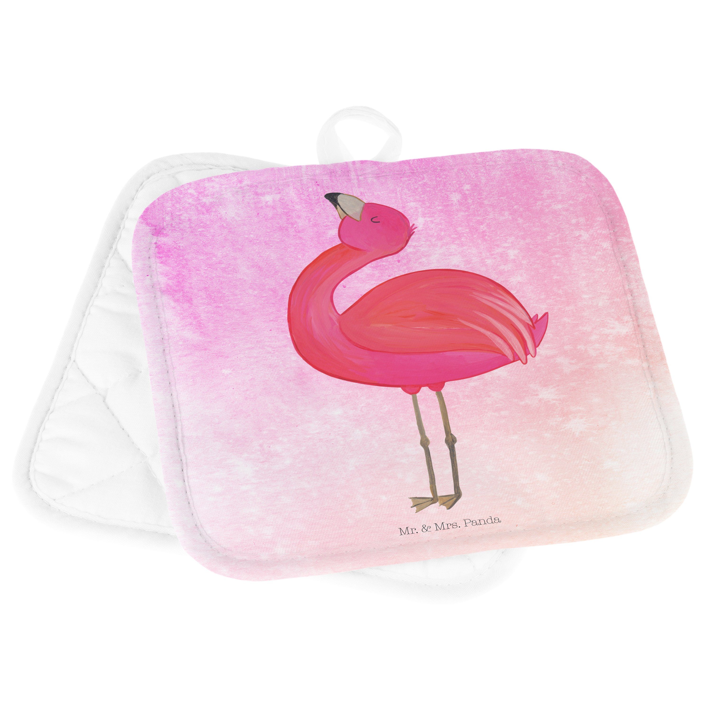 Geschenk, - Flamingo stolz Panda Topflappen, Pink Mrs. & (1-tlg) Aquarell Topflappen - Mr. lus, Topflappen
