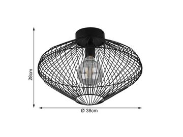 meineWunschleuchte LED Deckenleuchte, Dimmfunktion, LED wechselbar, Warmweiß, Industrie-design Gitter-lampe einflammig Treppenhaus & Galerie, Ø 38cm