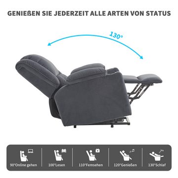 XDOVET TV-Sessel Elektrischer mit Aufstehhilfe, Massagesessel mit Liegefunktion, 2 Getränkehaltern, Massagefunktion, Heizfunktion, Fernbedienung