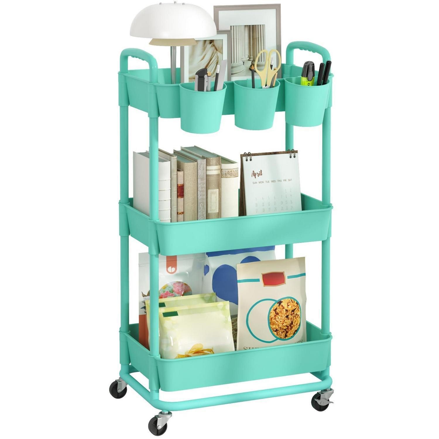 LuxusKollektion Küchenwagen Rollwagen Kunststoff 3-stöckig Grün, (1 St)