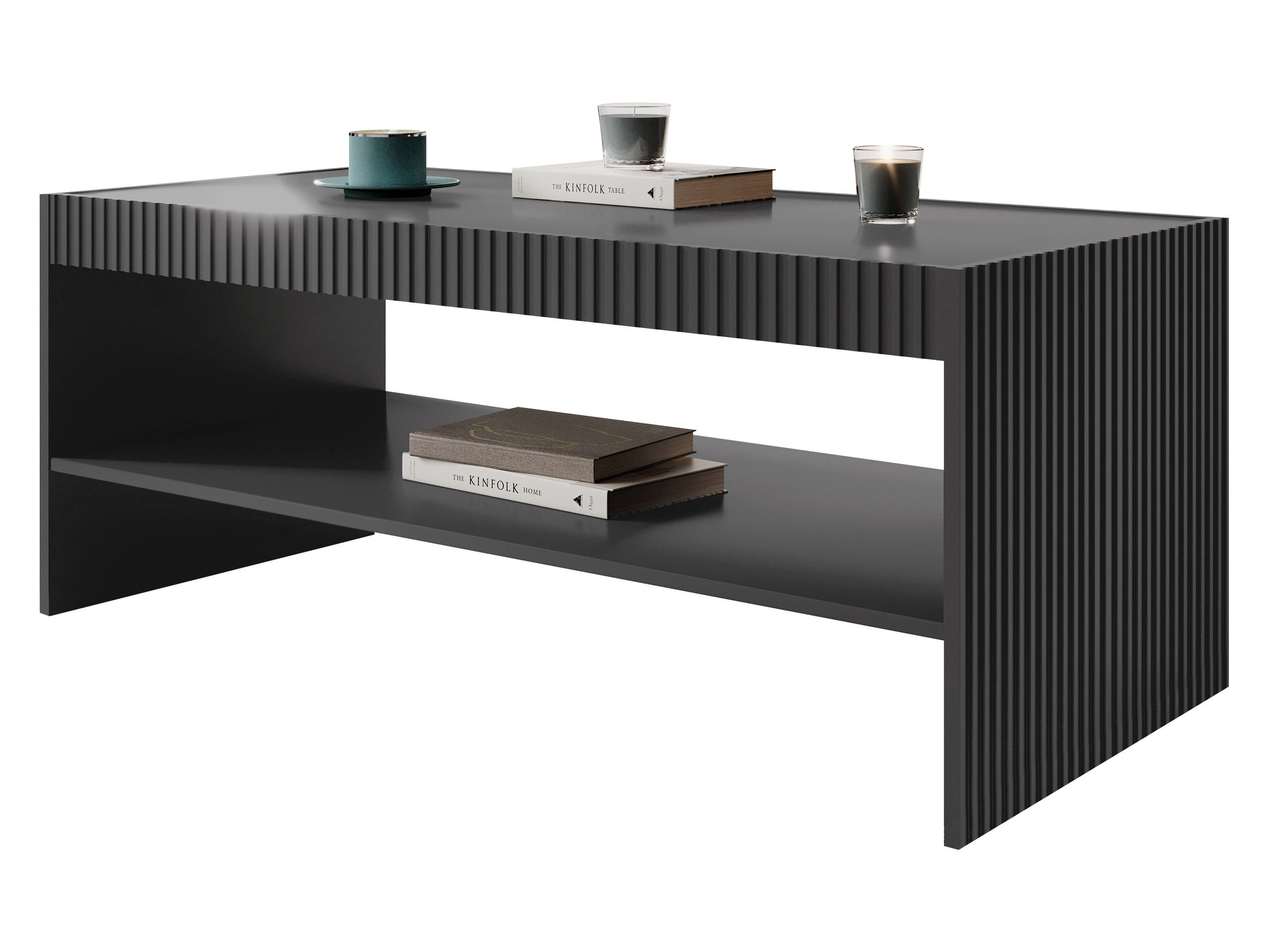 MIRJAN24 Couchtisch Vamos Grey (mit Regal), Fronten gefräst, 120x57x51 cm