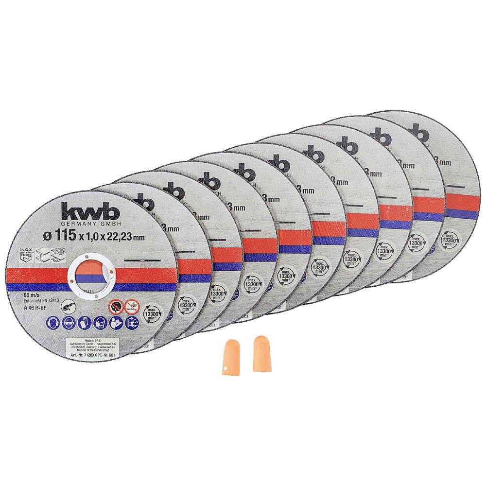 kwb Trennscheibe kwb 712021 Trennscheiben-Set 115 mm 10 St. Metall, Ø 115.00 mm