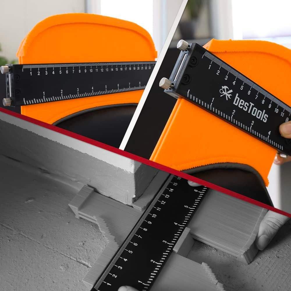 bestTools Konturenlehre Konturenlehre 12,5 cm mit Feststeller Profilabnehmer Set, Inkl. Tieflochmarker Formen präzise übertragen