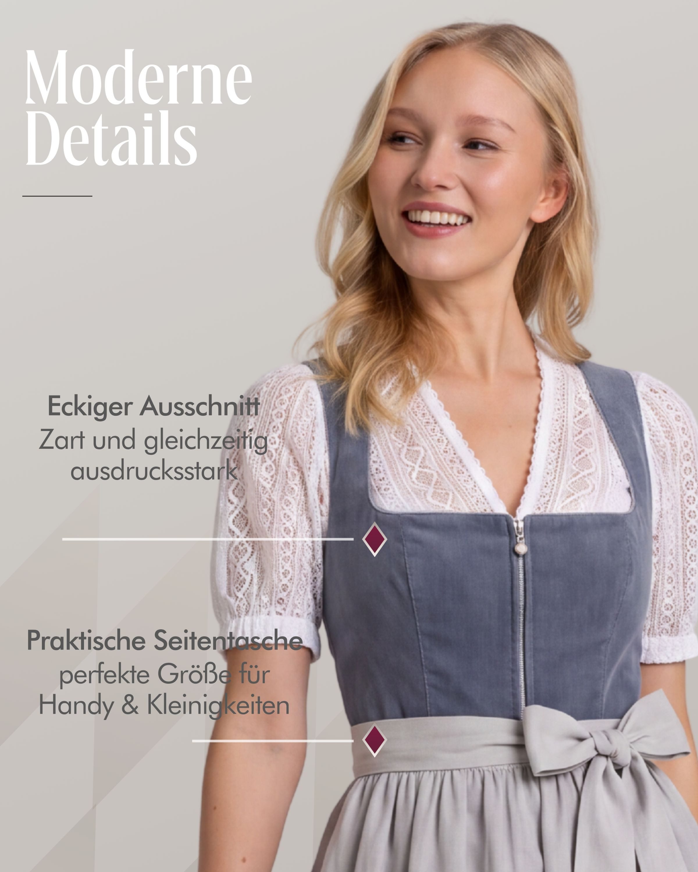 Nübler Trachtenkleid Midi Dirndl Katharina in Blau von Nübler - Rocklänge 60 cm – Bild 5 von 5