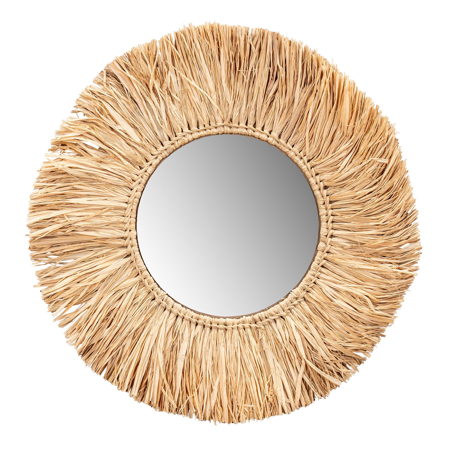 Levandeo® Dekoobjekt, Wandspiegel Seegras Ø 50cm Spiegel Rund Flurspiegel W günstig online kaufen