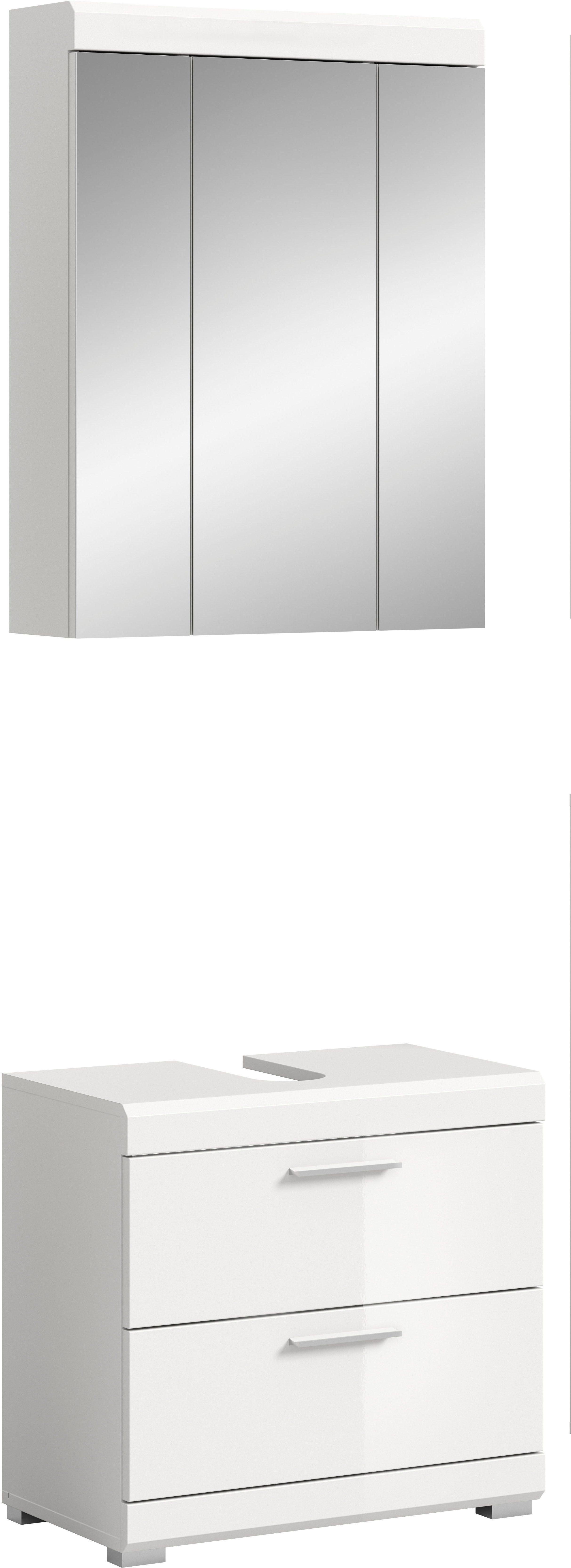 welltime Badmöbel-Set SIENA, 2 tlg., bestehend aus: Waschbeckenunterschrank, Spiegelschrank, (Set, 2-St., TOPSELLER), in verschiedenen Farben erhältlich, Badmöbel, Kombination, Badezimmer