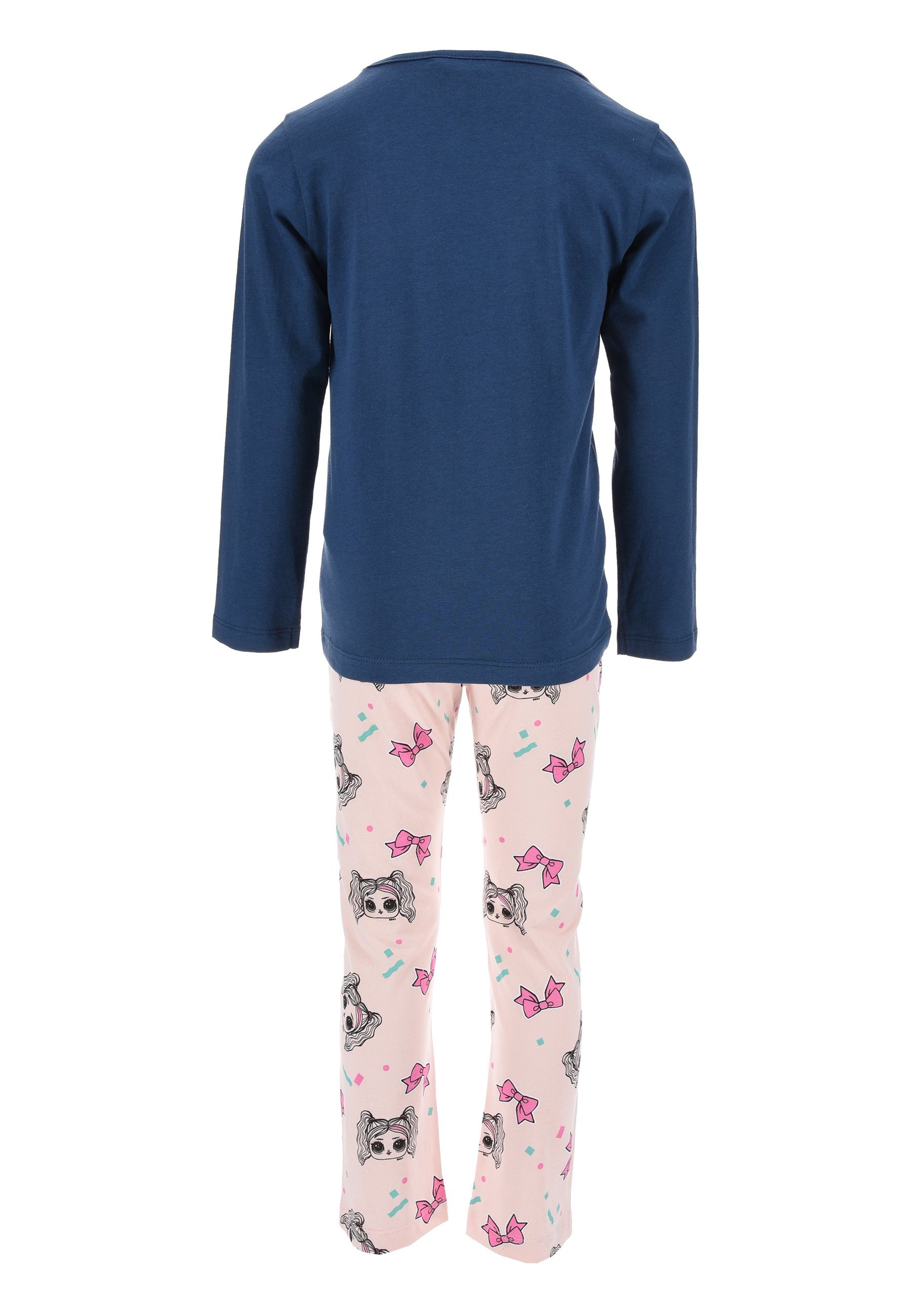 L.O.L. Schlaf-Hose + Kinder Schlafanzug Dunkel-Blau Kinder Pyjama SURPRISE! Langarm tlg) (2 Mädchen Schlafanzug Shirt