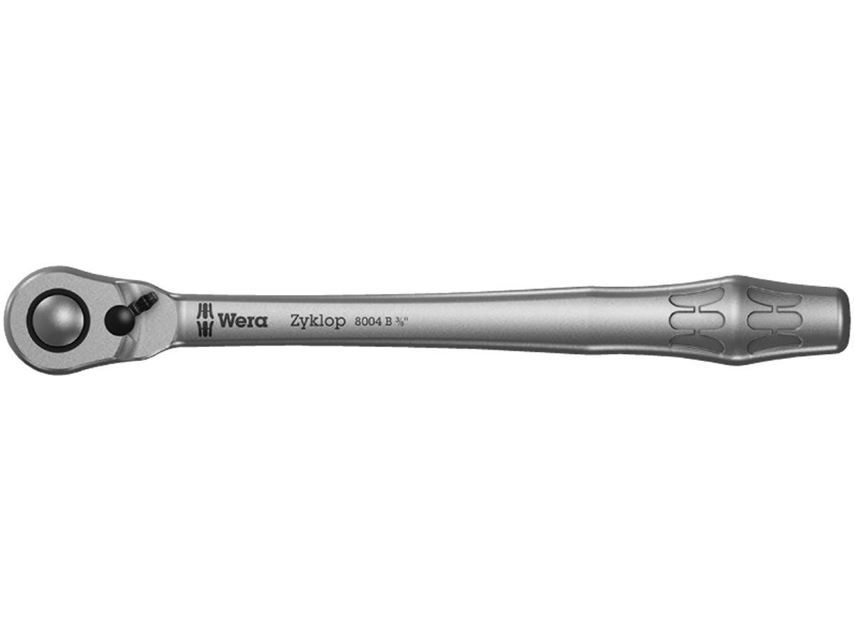 Wera Umschaltknarre 8004 B Zyklop Metal-Knarre Umschalthebel, 5° Rückschwenkwinkel, für 3/8" Vierkant-Steckschlüsseleinsätze