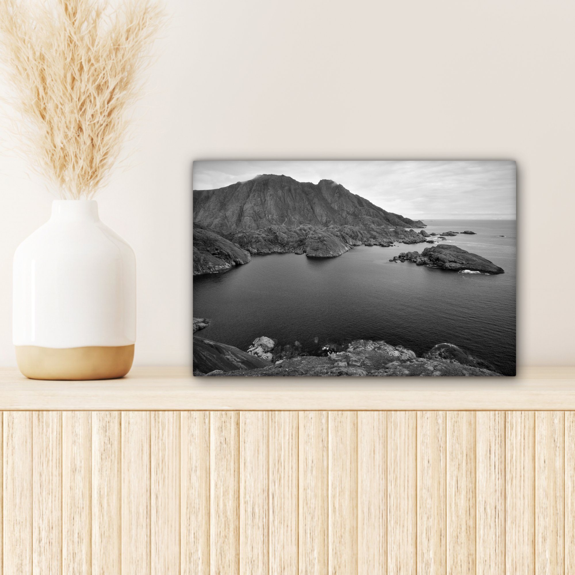 Wandbild 30x20 bunt Küste Skandinavische St), OneMillionCanvasses® Leinwandbilder, Wanddeko, Aufhängefertig, (1 Fotodruck, cm Leinwandbild schwarz-weiß