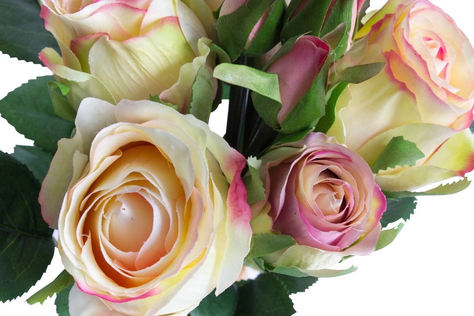 Kunstblume Rosenstrauß mit 5 Rosen 28 3 Knospen, cm Höhe Botanic-Haus, und