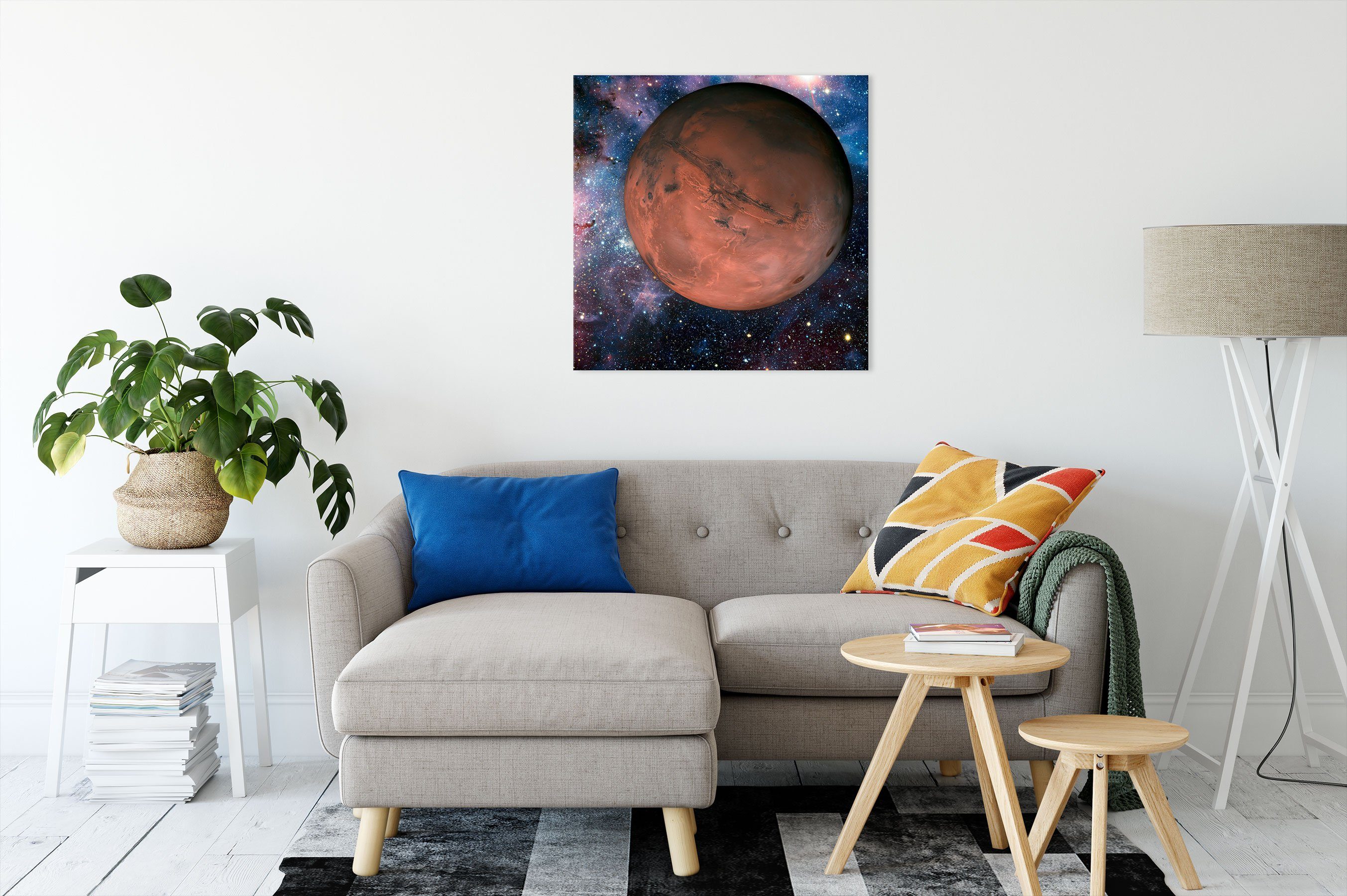 Zackenaufhänger bespannt, Leinwandbild im (1 fertig St), Pixxprint Weltall Mars Mars Weltall, im inkl. Leinwandbild