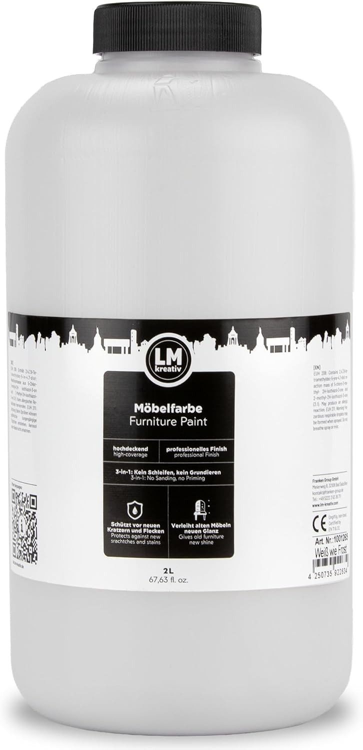 LM-Kreativ Holzlack Möbelfarbe hochdeckend ohne Schleifen für Holz, Metall & Kunststoff, hochdeckend, ohne Schleifen, kratzfest, matt, innen & außen