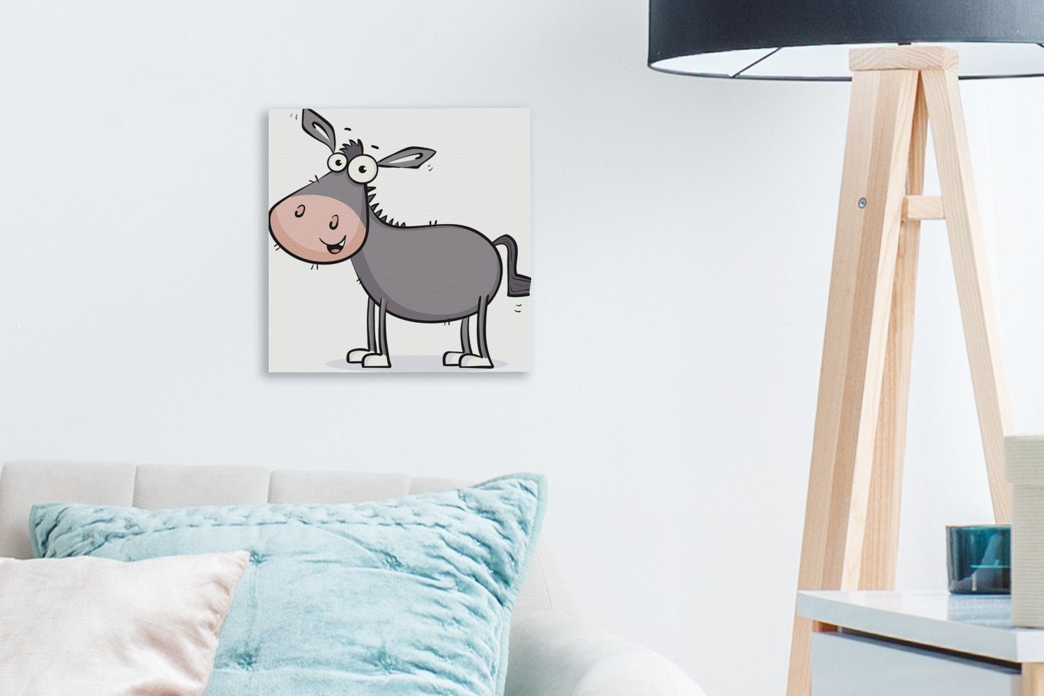 OneMillionCanvasses® Leinwandbild Eine Esels, Leinwand (1 St), Wohnzimmer eines Bilder Schlafzimmer Illustration für grauen