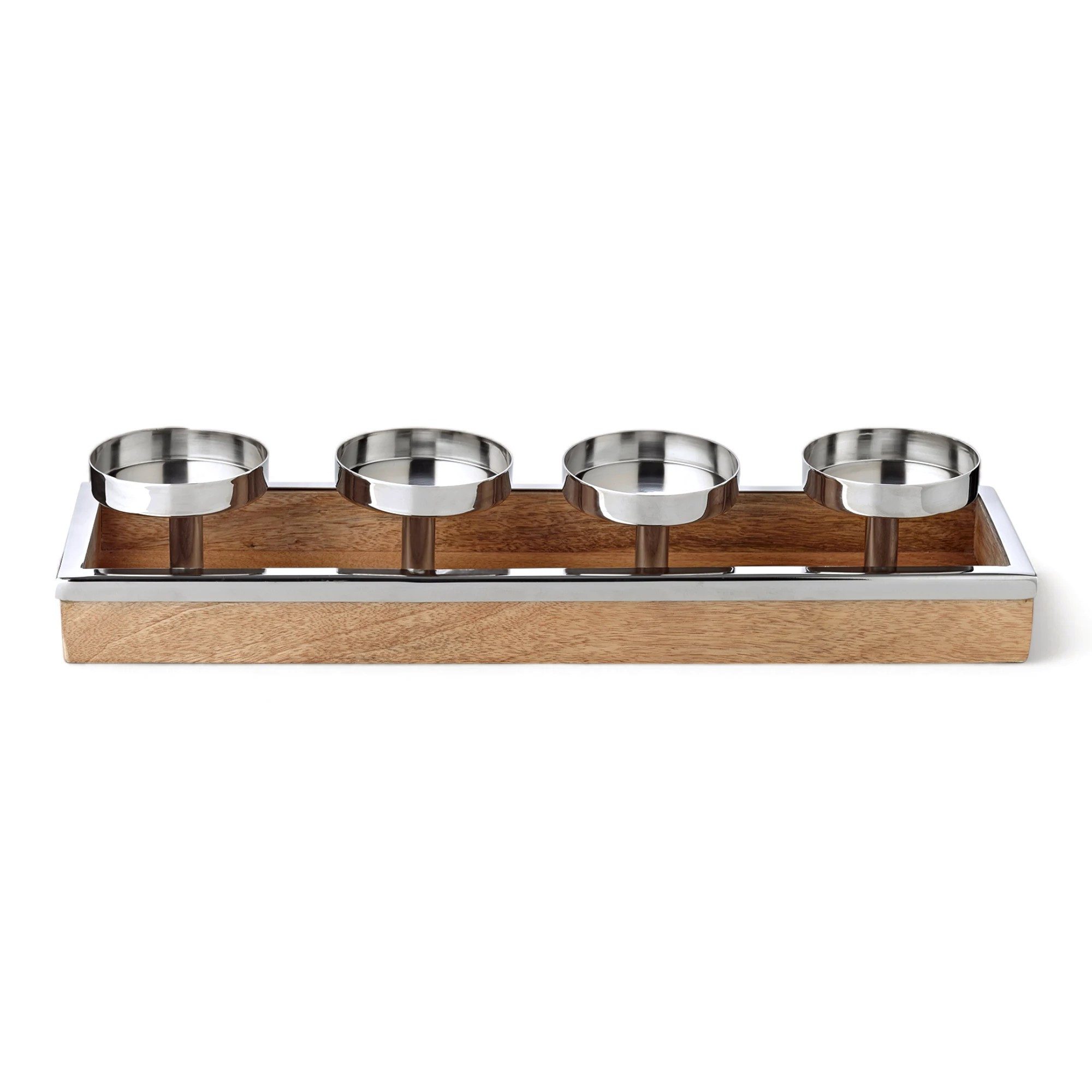 EDZARD Adventskranz Lille (L 45 cm) Silber-Optik, Edelstahl, Mangoholz, rechteckig