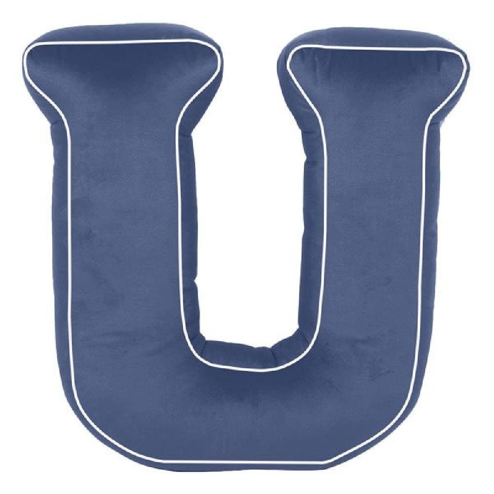 Kinderdecke Buchstabenkissen Baumwolle U Navy Blau (40cm), Betty's Home