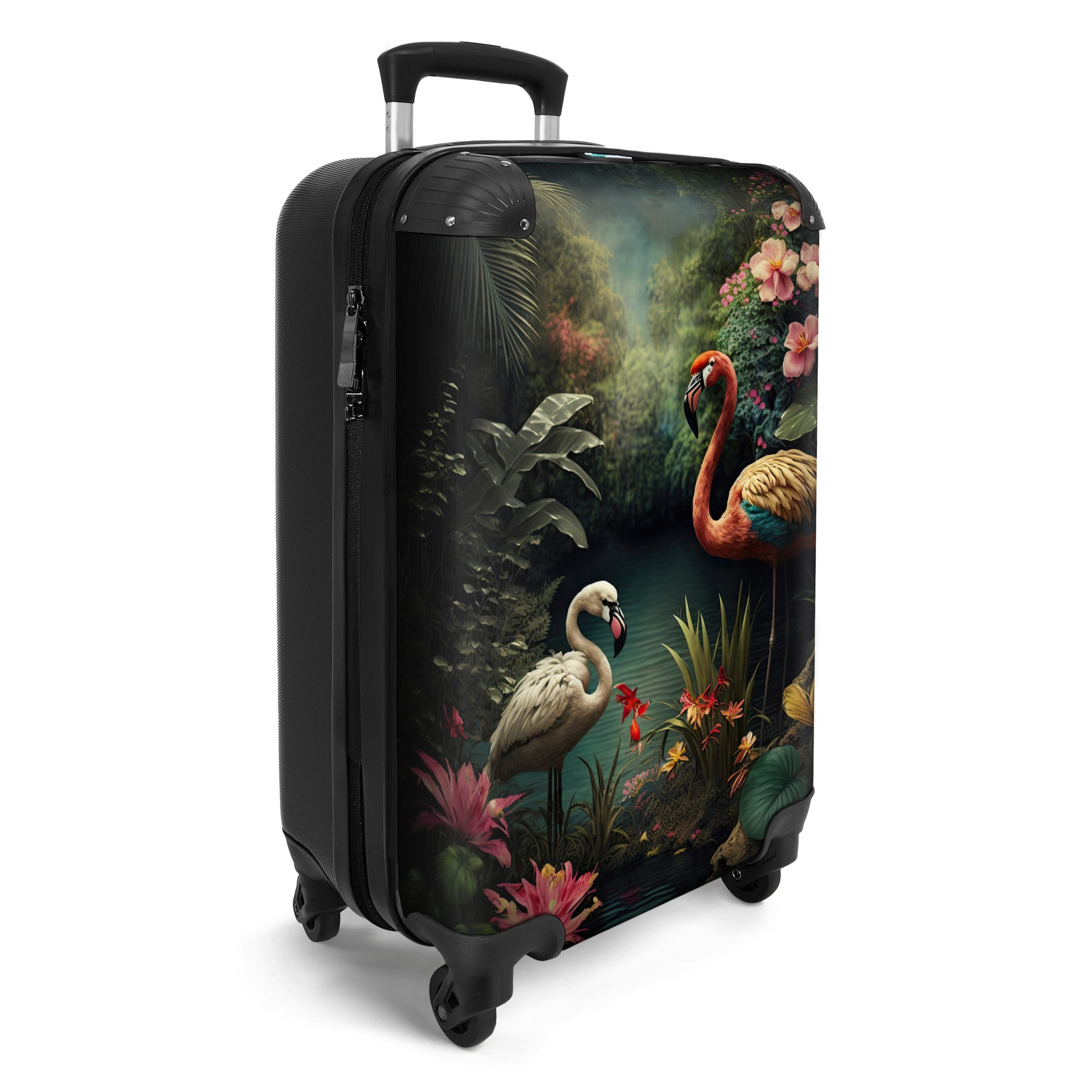 NoBoringSuitcases.com© Hartschalen-Trolley Flamingo - Blumen - günstig online kaufen