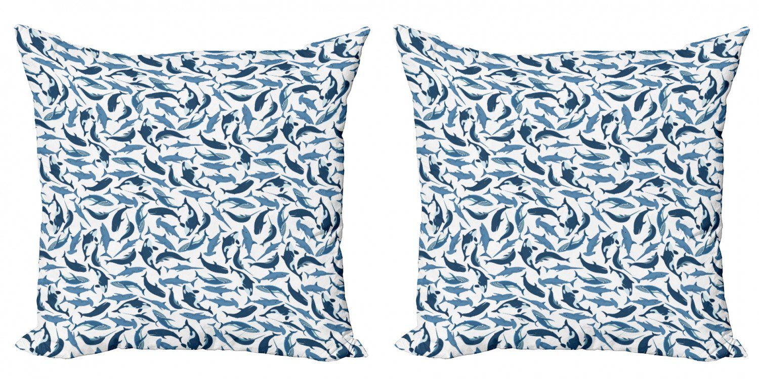 Kissenbezüge Modern Accent Doppelseitiger Digitaldruck, Fisch Säugetier Abakuhaus Haie Narwhal Wale Stück), (2