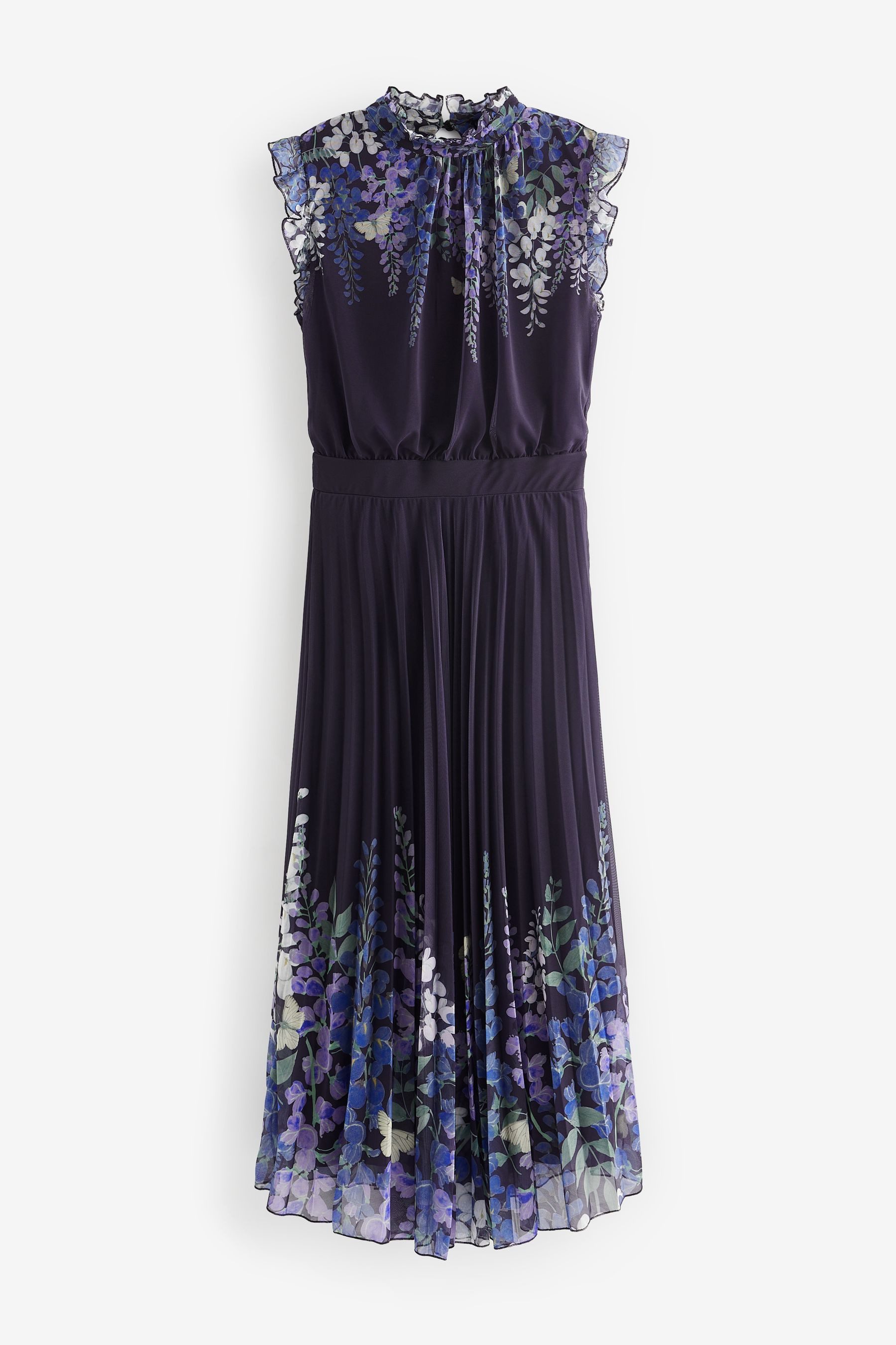 Jerseykleid Kew Collection Mesh-Rüschenkleid mit Falten