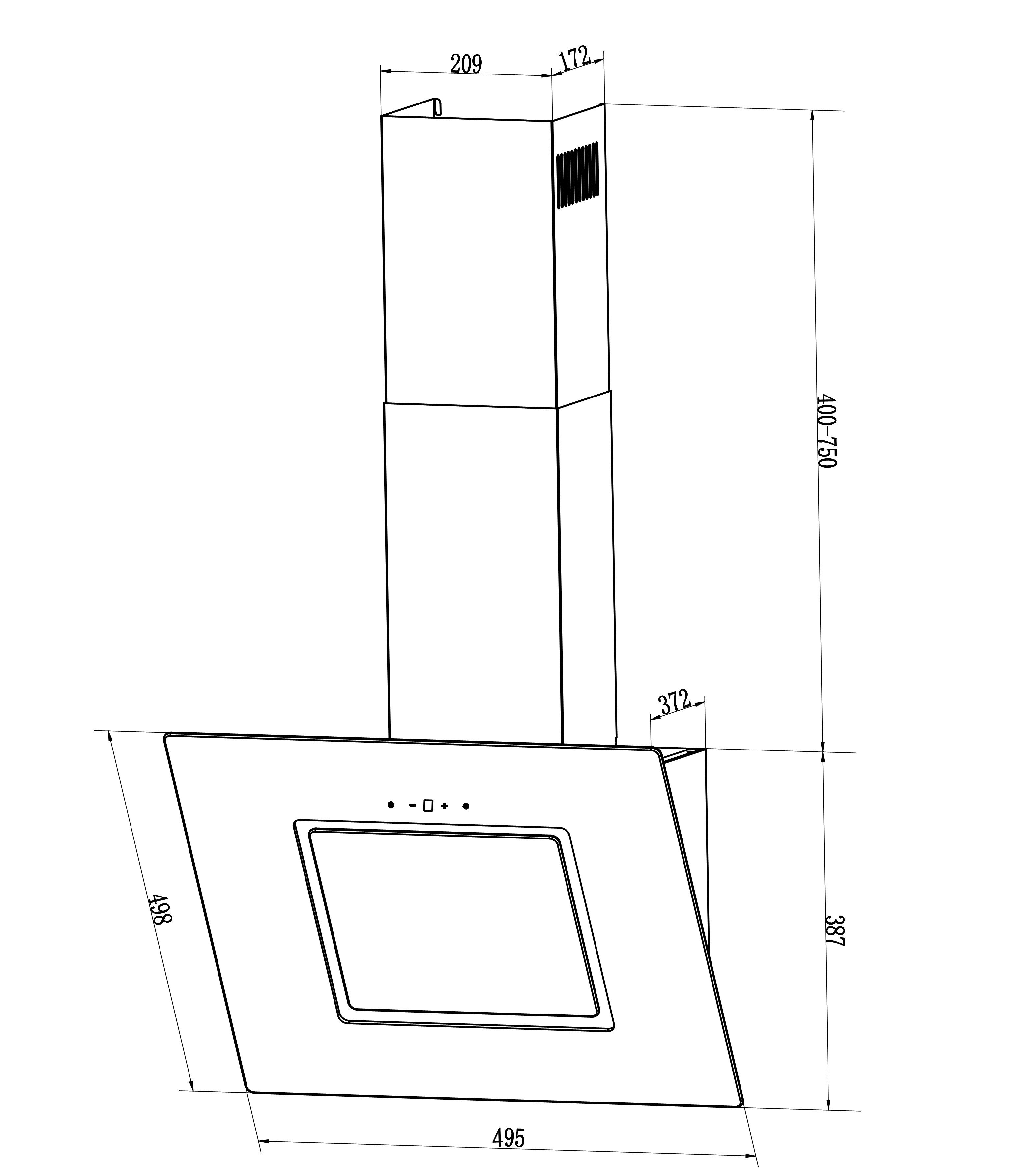 PKM Kopffreihaube PKM Dunstabzugshaube S26-50BBTY, Einbaubreite: 50 cm PKM Dunstabzugshaube S26-50BBTY, Einbaubreite: 50 cm