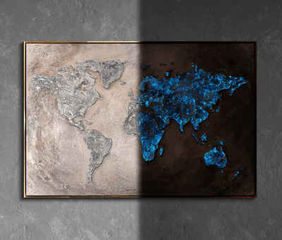 YS-Art Gemälde Welt auf Leinwand, Karte