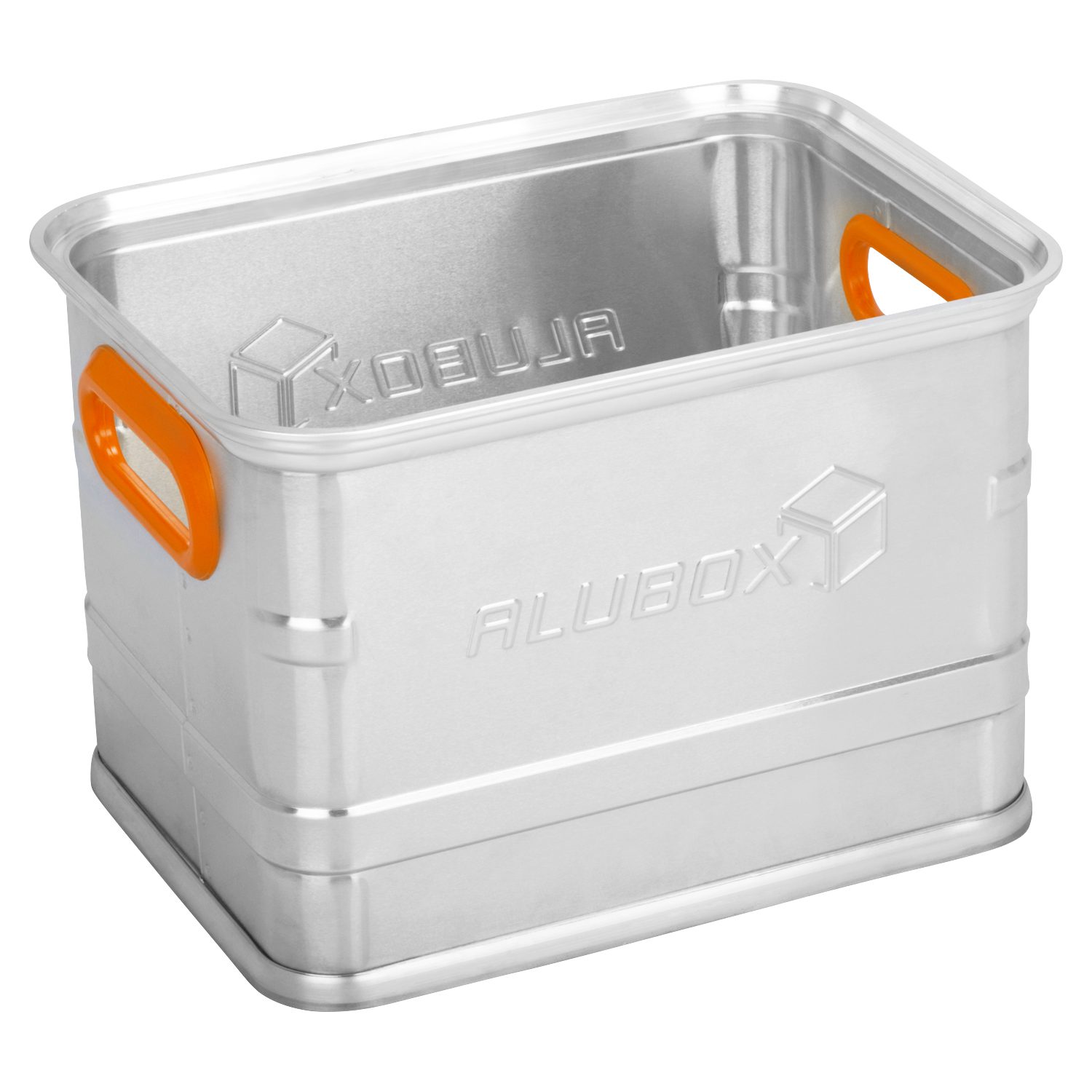 ALUBOX Aufbewahrungsbox Premium Lagerbox mit Druckguss Stapelecken olivgrün  (47 Liter), Fangbänder am Deckel