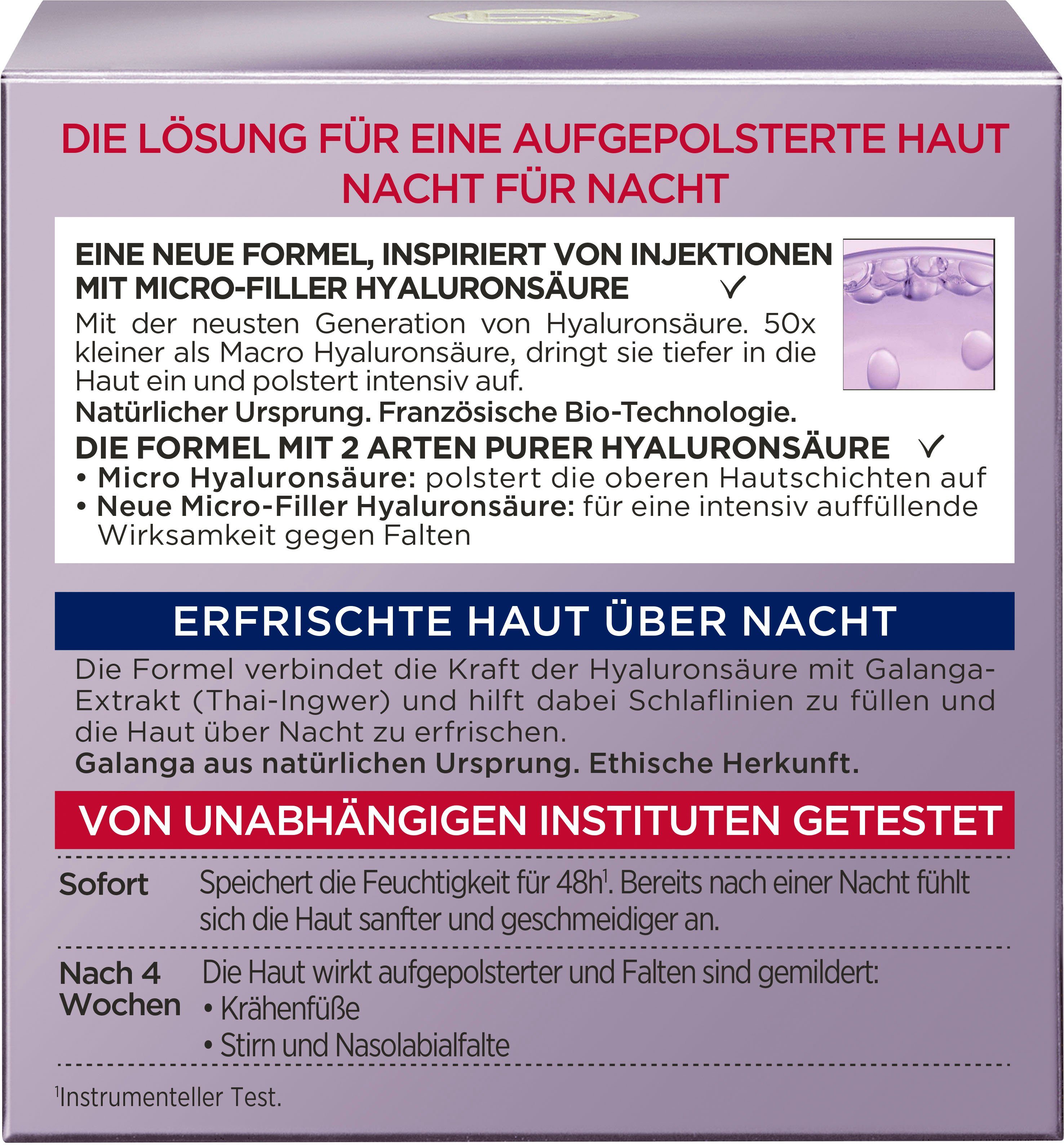 L'ORÉAL PARIS Nachtcreme Revitalift Filler Nachtpflege, mit Hyaluronsäure, intensive Aufpolsterung, mildert Falten