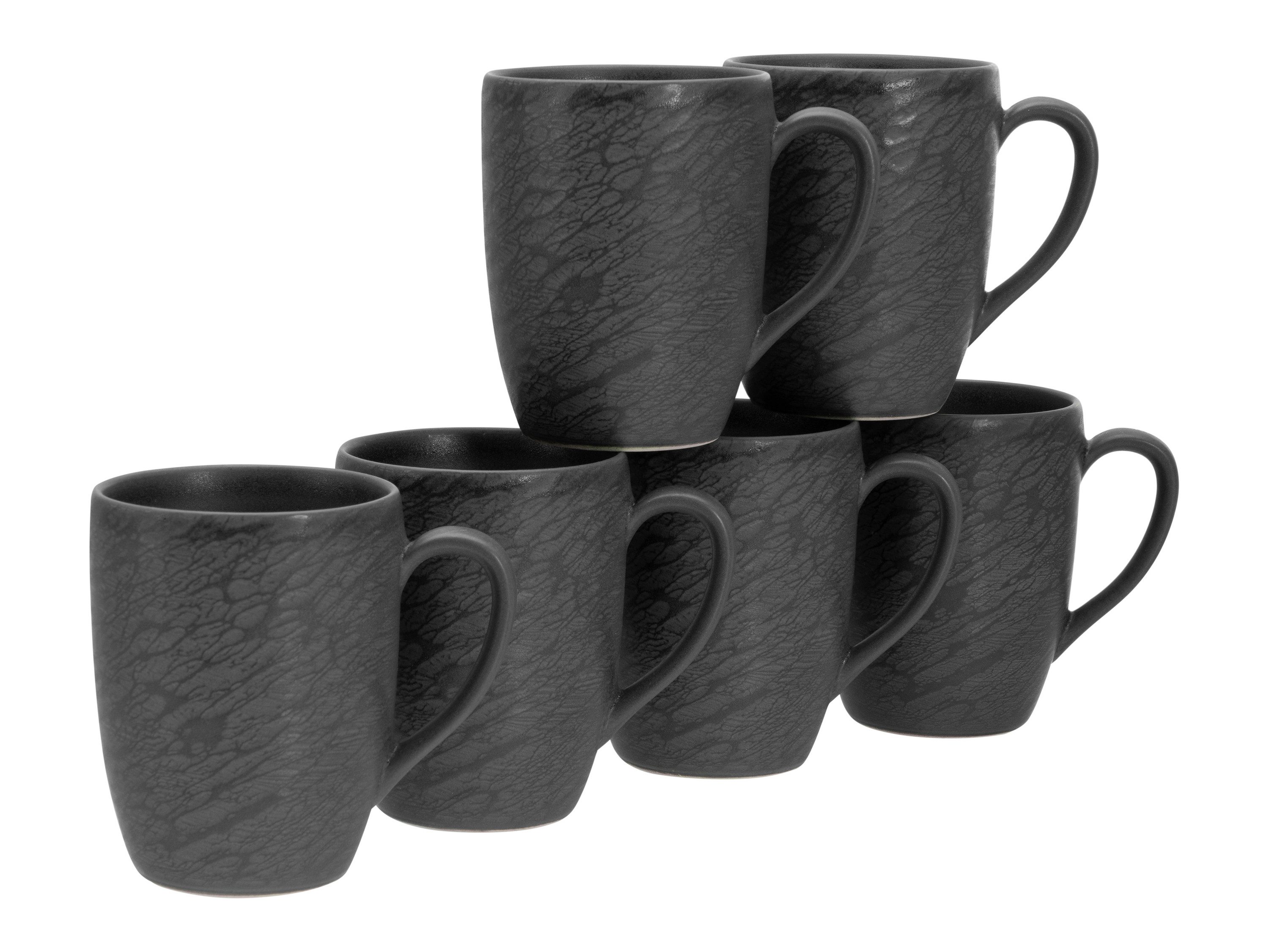CreaTable Кружки Schiefer Schwarz Чашки 6-tlg, Steinzeug