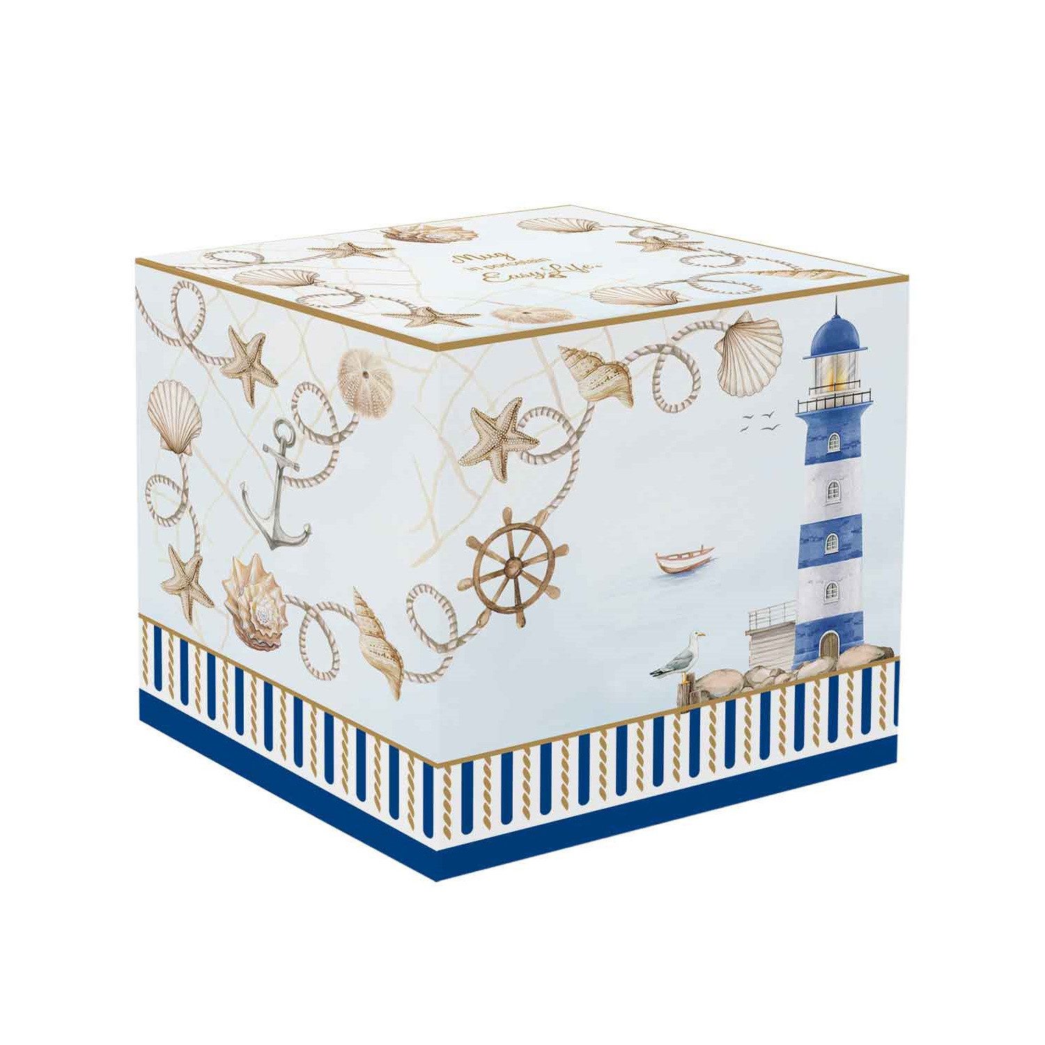 EasyLife Tasse Blue Lighthouse, Porzellan, Spülmaschinengeeignet, Mehrfarbig, Leuchtturm, H: 10.5cm
