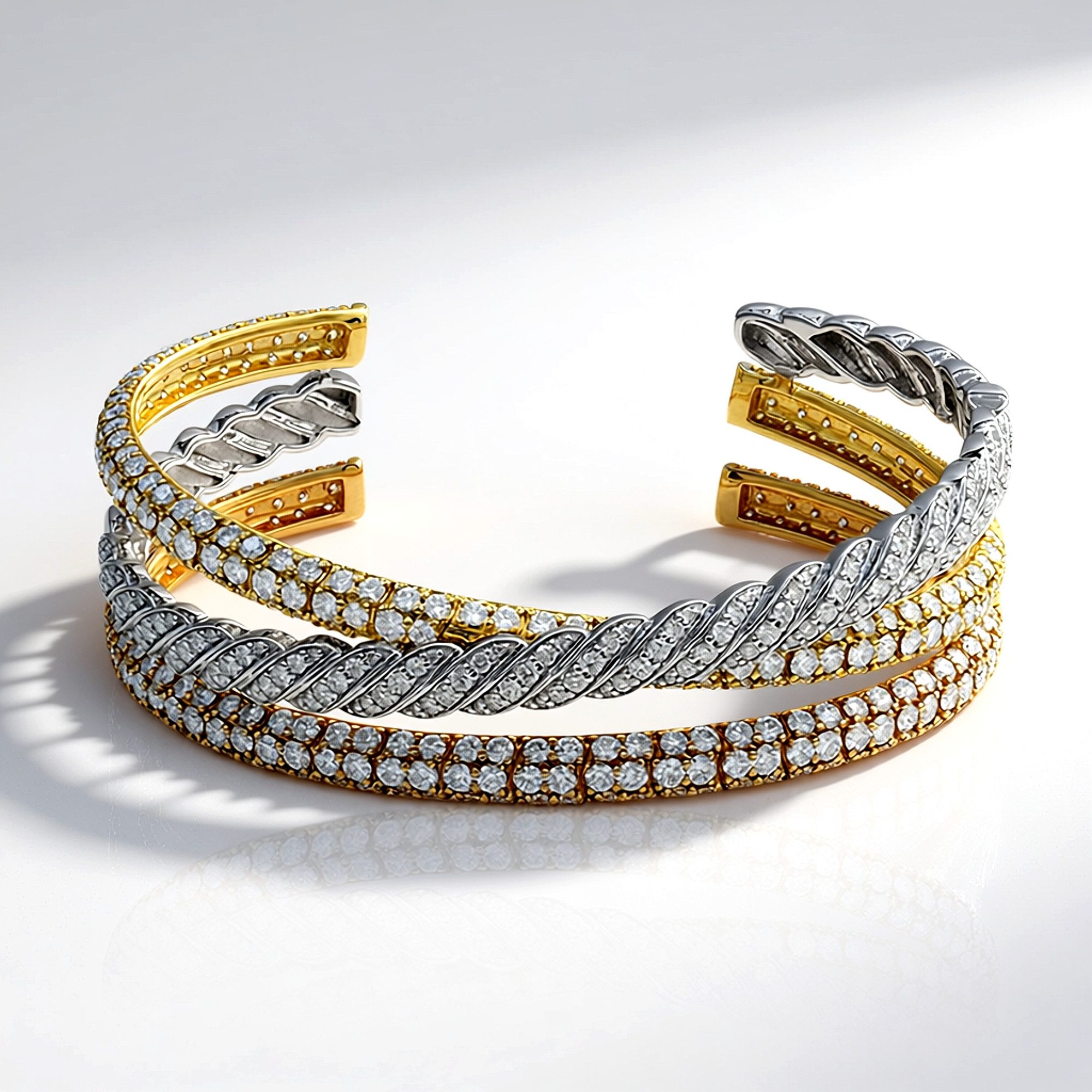 Cavill Goldarmband Cavill VVS1 Diamant Armband 11,64 ct 18K Gold Tricolor verstellbar (1-tlg)