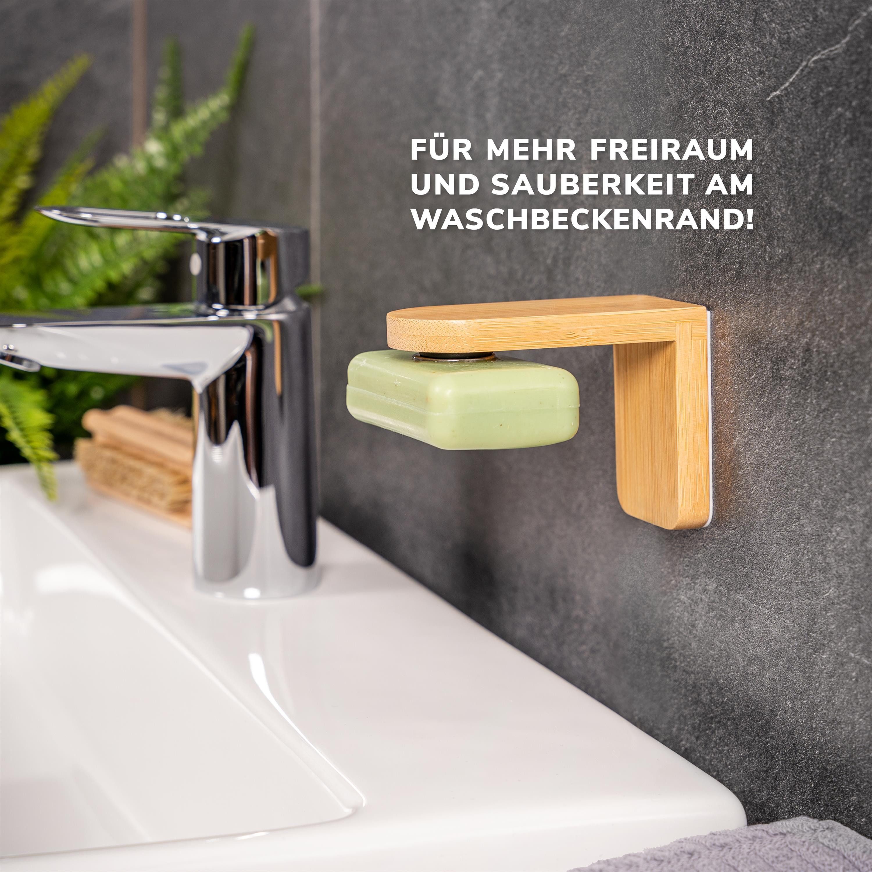 bremermann Seifenhalter Magnet-Seifenhalter aus Bambus - frei hängende Seife durch Magnet, Breite: 4,5 cm, 1-St. – Bild 2 von 5