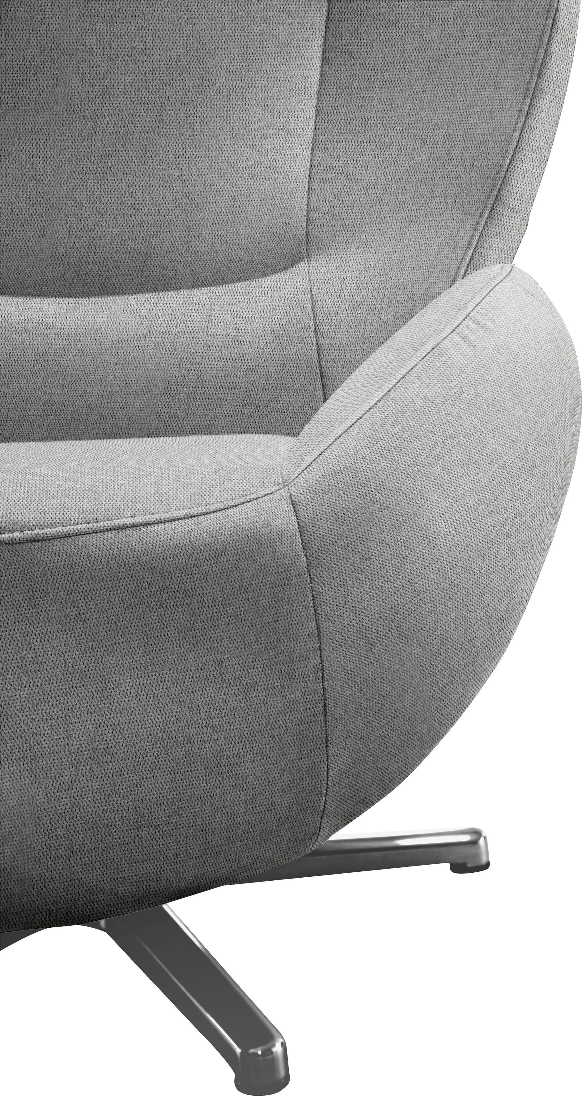 Loungesessel Chrom TAILOR PURE, mit in HOME TOM Metall-Drehfuß TOM