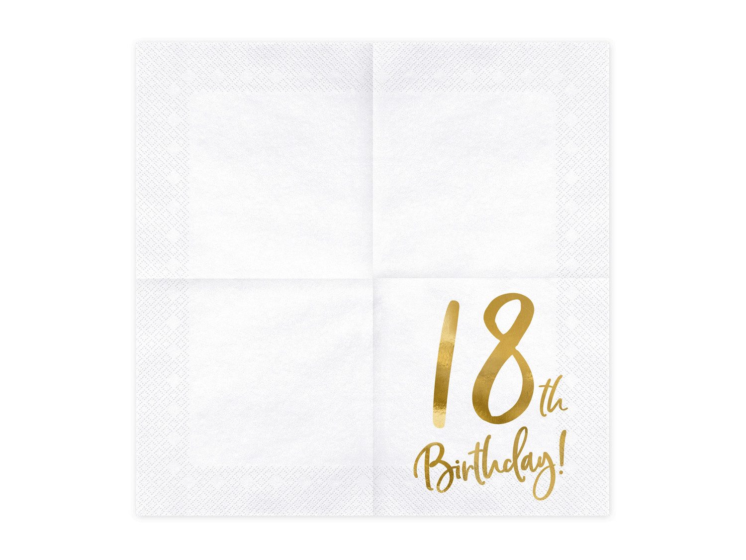 partydeco Papierserviette, Servietten 18. Geburtstag 33x33cm 20 Stück, weiß / gold