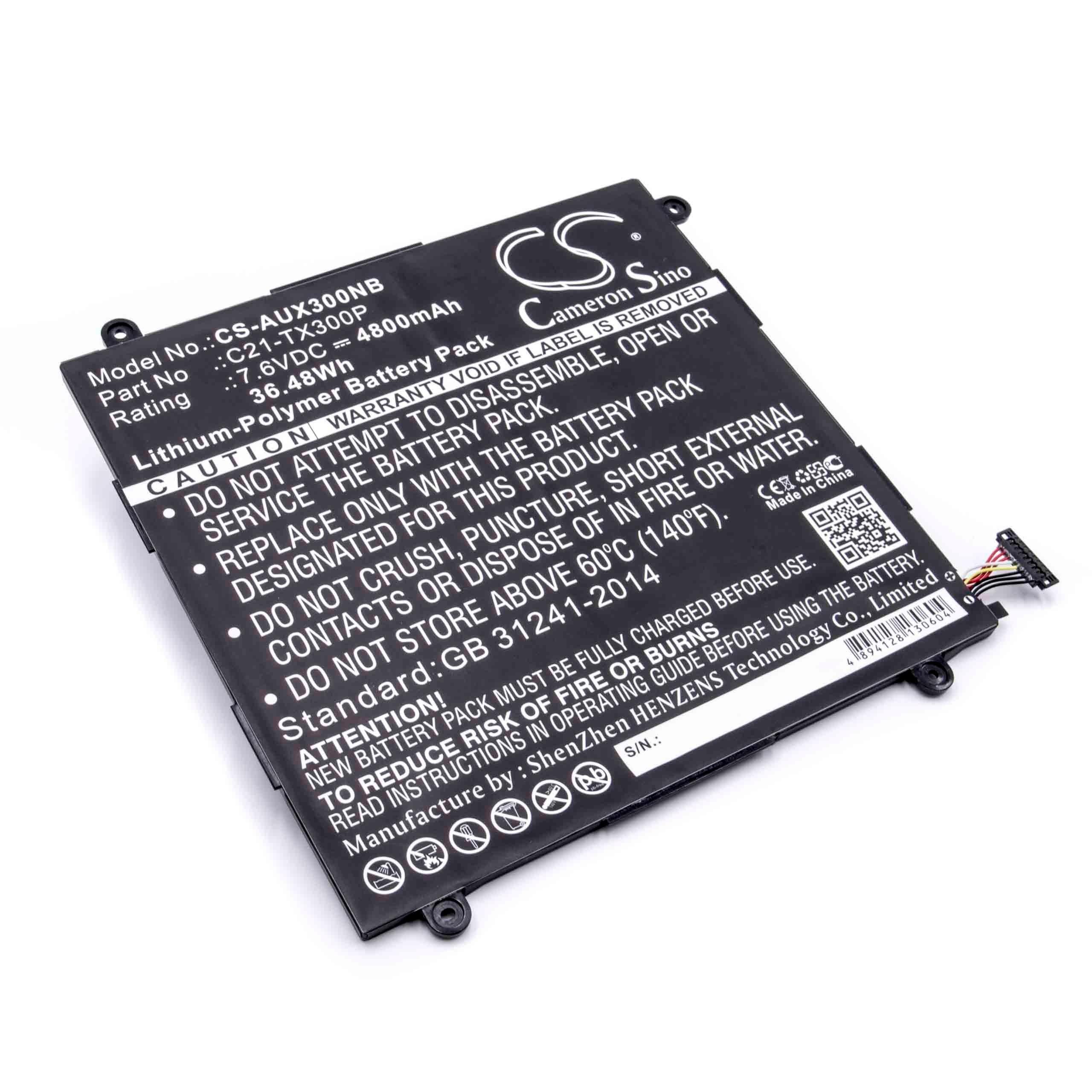 Transformer Laptop-Akku mAh kompatibel Li-Polymer mit vhbw Asus (7,6 13.3" Book V) 4800 TX300CA