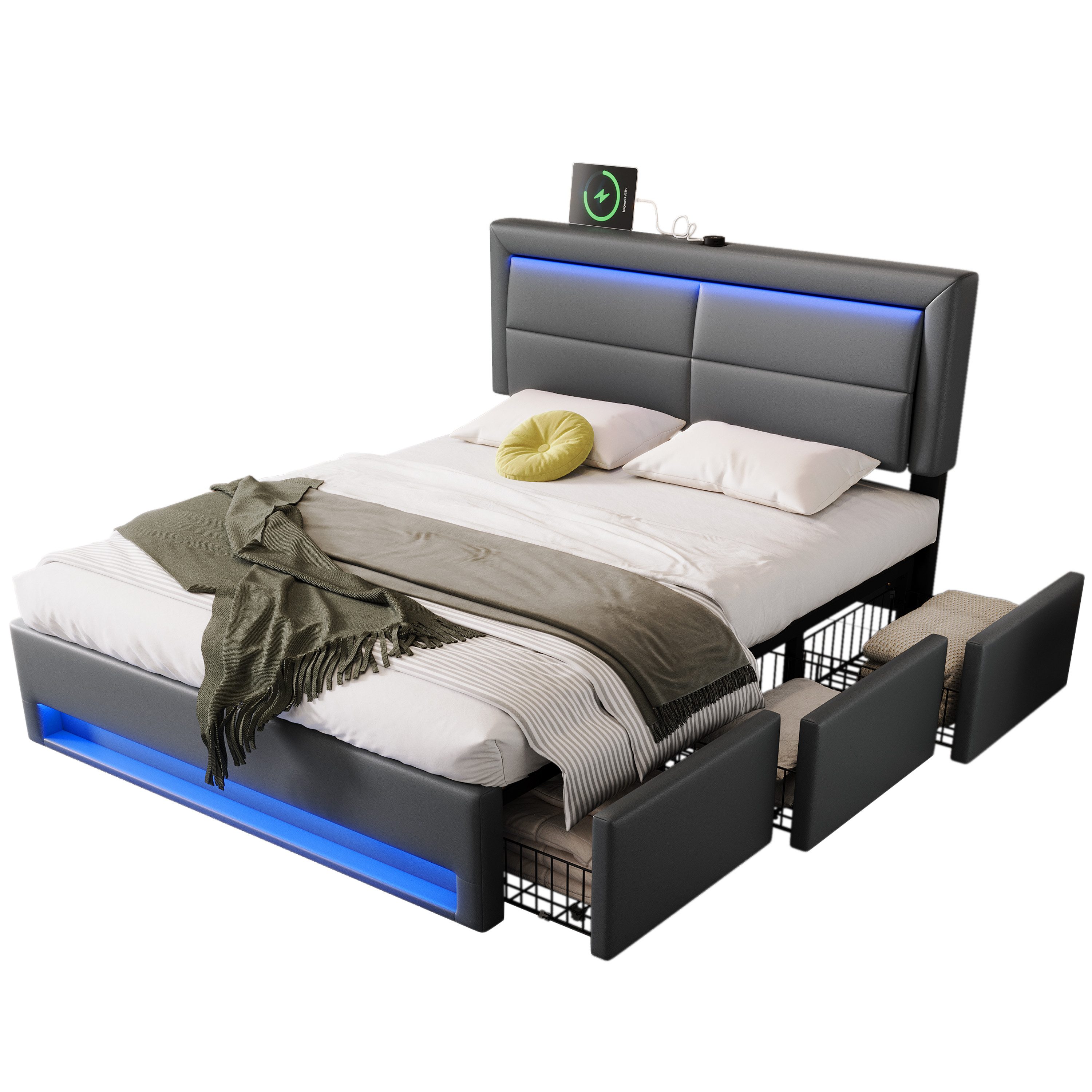 HAUSS SPOLE Polsterbett 140x190cm mit USB-Anschluss, günstig online kaufen