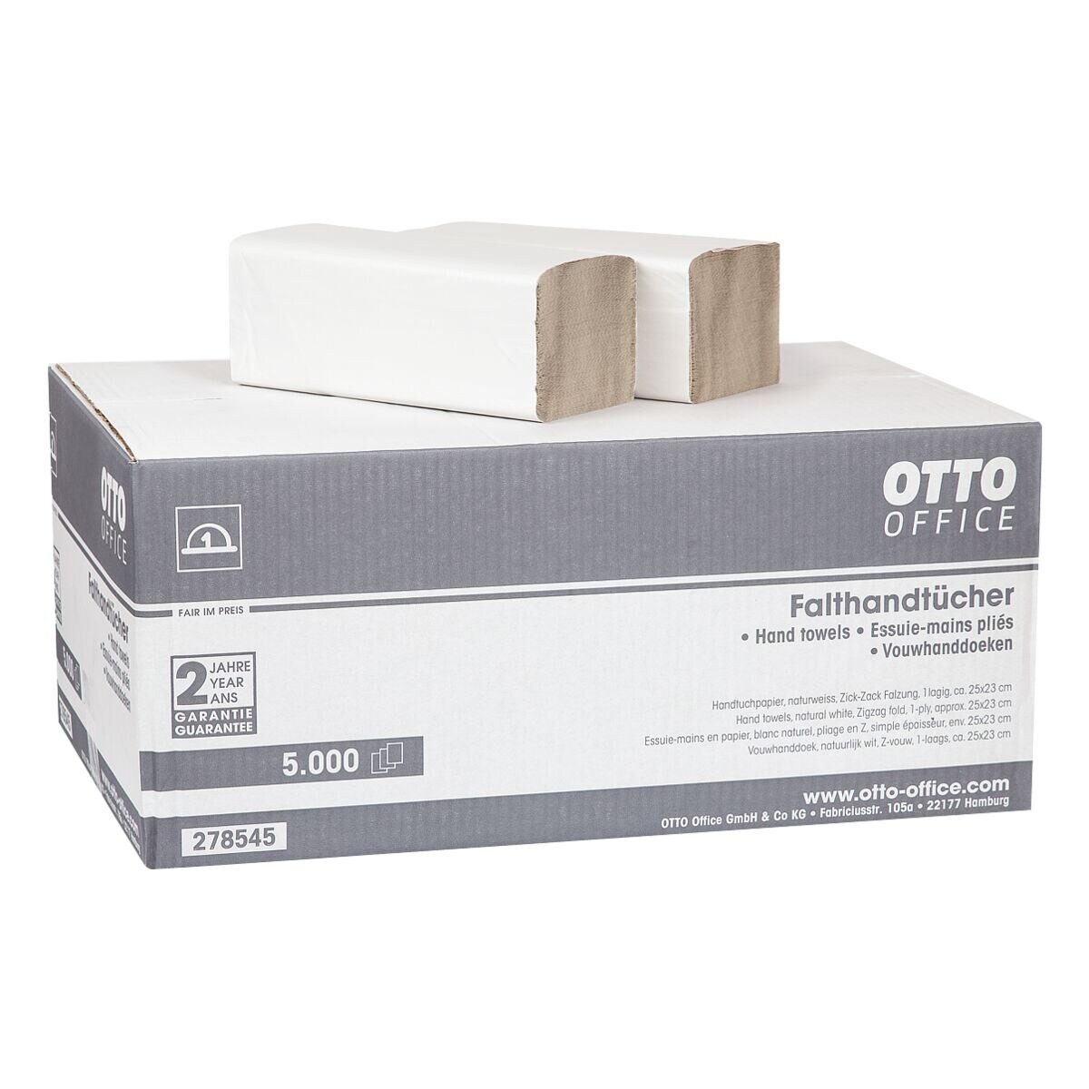Otto Office Budget Papierhandtuch Budget, 1-lagig, Recyclingpapier mit Z-Falzung, 25x23 cm, 5000 Tücher