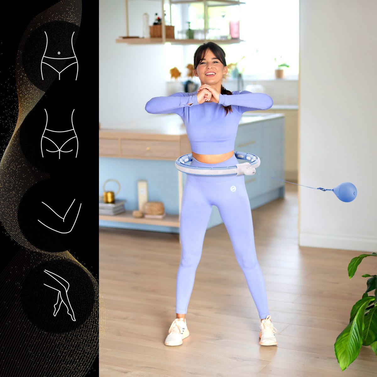 HMS Hula-Hoop-Reifen Hula Hoop mit Gewicht, Zähler & Gürtel Fitnessgerät Fitnessring (Set, Hula Hoop Reifen, Bauchgurt)