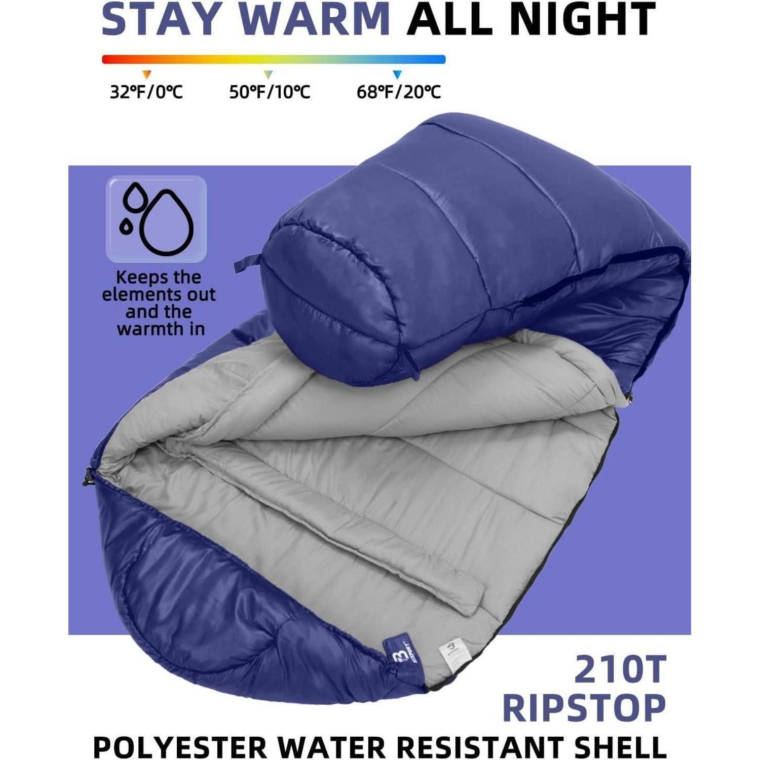 Bessport Mumienschlafsack Schlafsack Mumienschlafsack -10 ℃ - 15 ℃ 4 Jahreszeiten