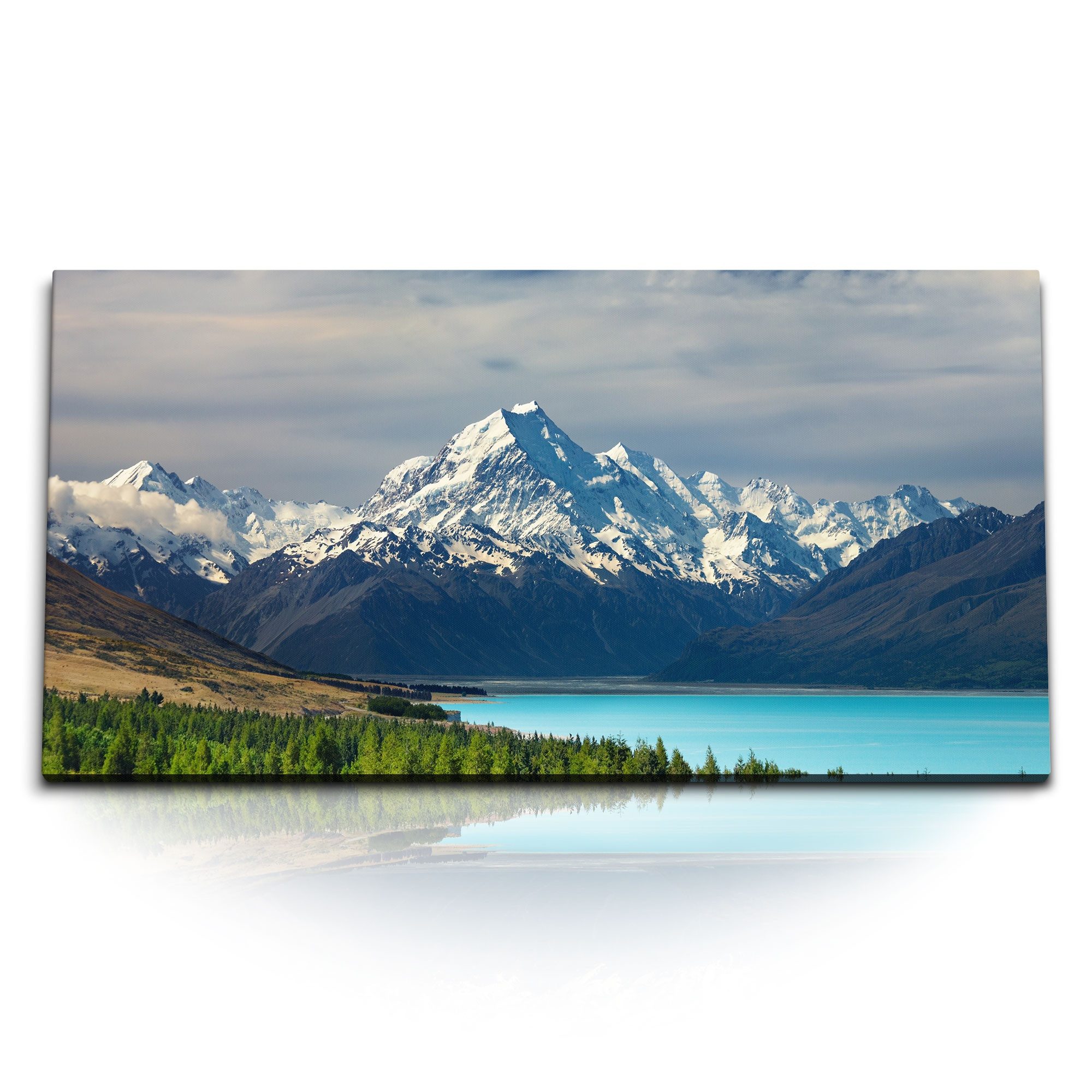 Leinwandbild Kunstdruck Bilder 120x60cm Neuseeland Landschaft Berge Gebirge Bergsee