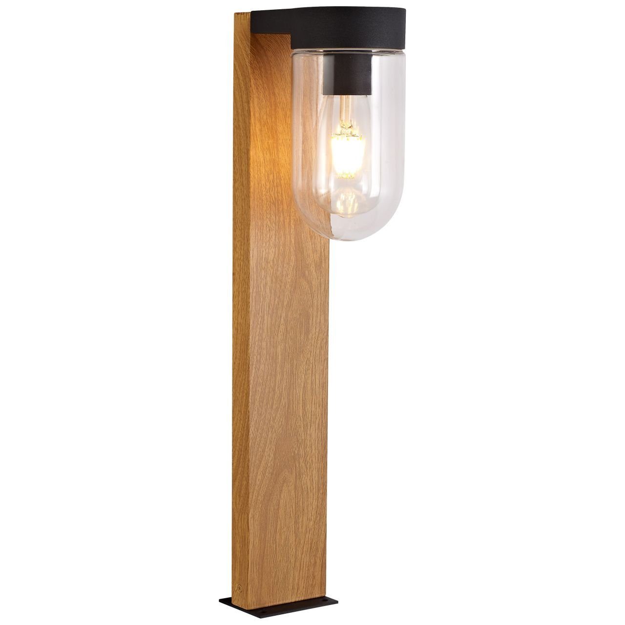 Brilliant Außen-Stehlampe Cabar, Lampe Cabar 1x dunkel/schwarz 55cm Außensockelleuchte E27 A60, holz