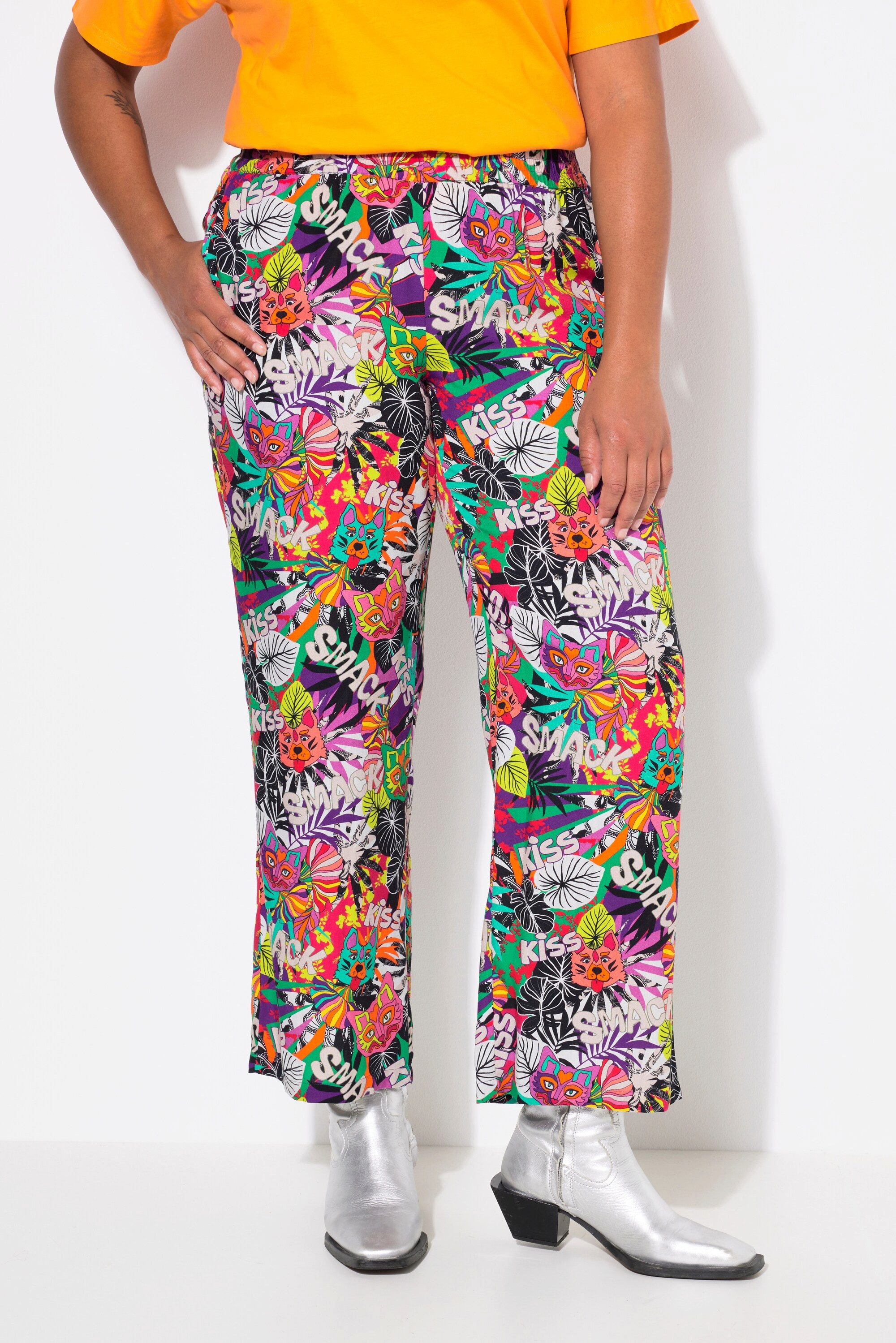 Angel of Style Schlupfhose Hose gerades Bein Blätter-Muster Elastikbund günstig online kaufen