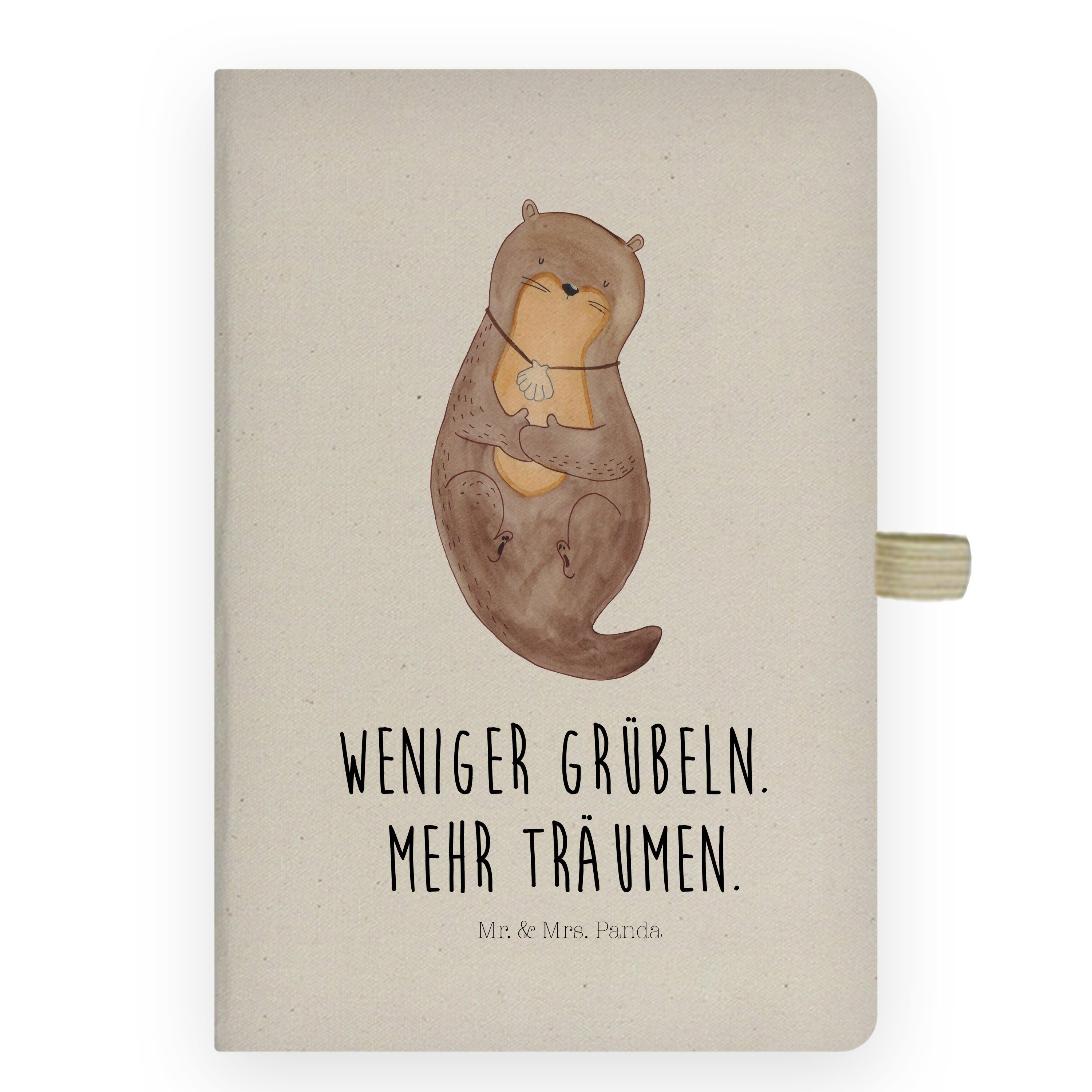 Mr. & Mrs. Panda Notizbuch Otter mit Muschelmedaillon - Transparent - Geschenk, Otterliebe, träu Mr. & Mrs. Panda