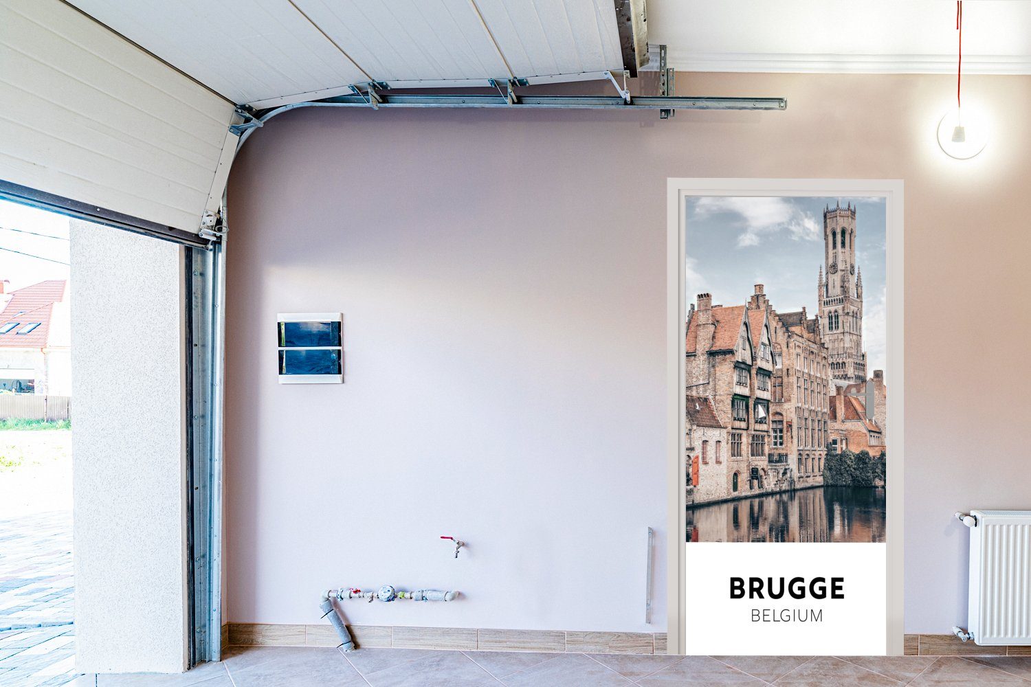 (1 - Brügge MuchoWow Architektur Belgien - Tür, Fototapete für 75x205 Türtapete Matt, Wasser, bedruckt, - Türaufkleber, cm St),
